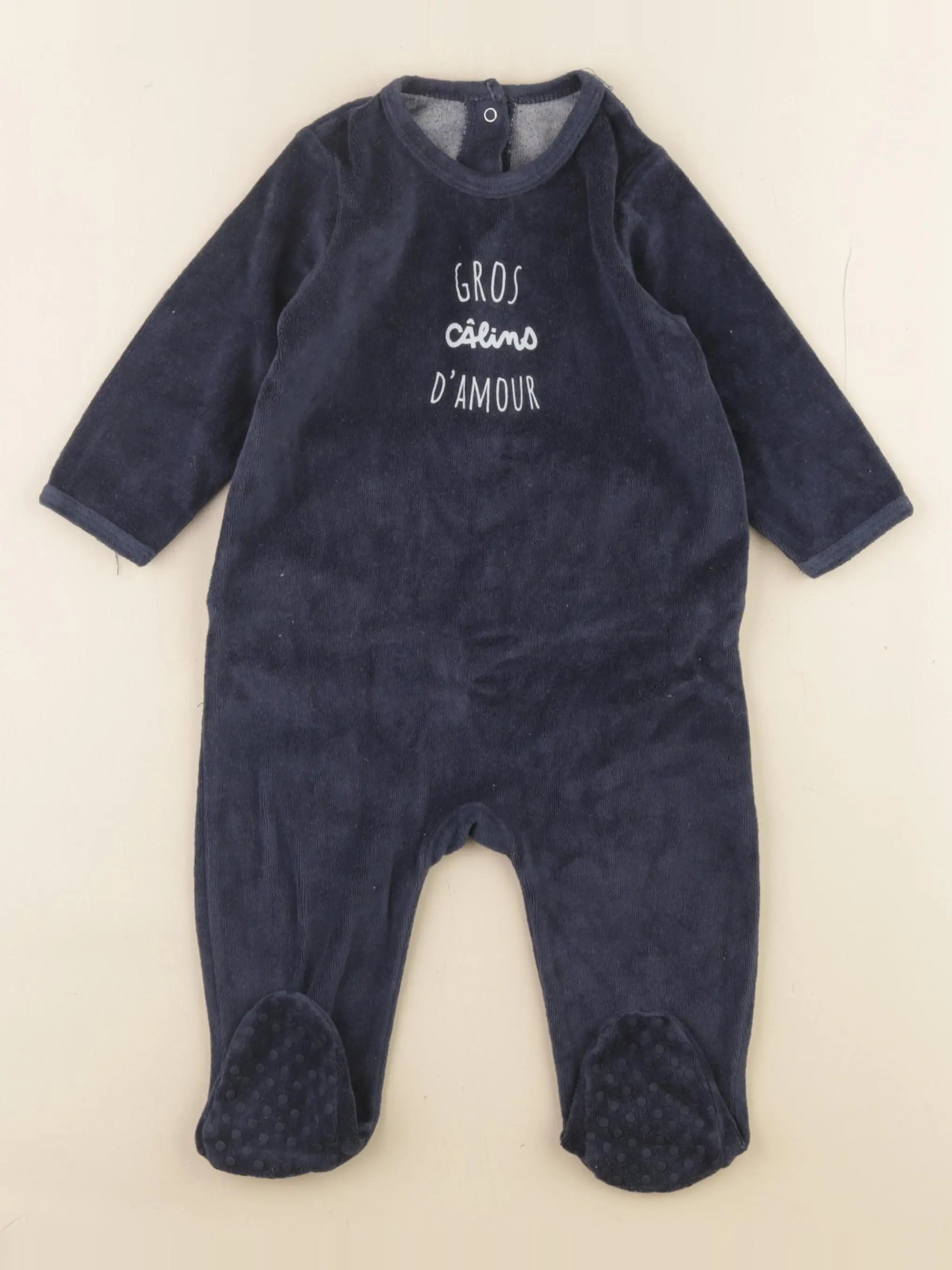 Vertbaudet - pyjama velours bleu - 12 mois