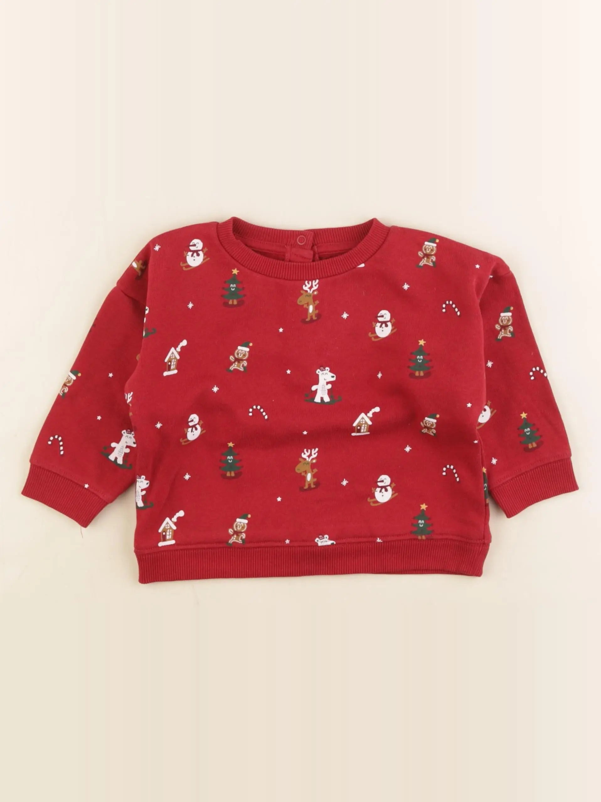 Vertbaudet - sweat rouge - 12 mois