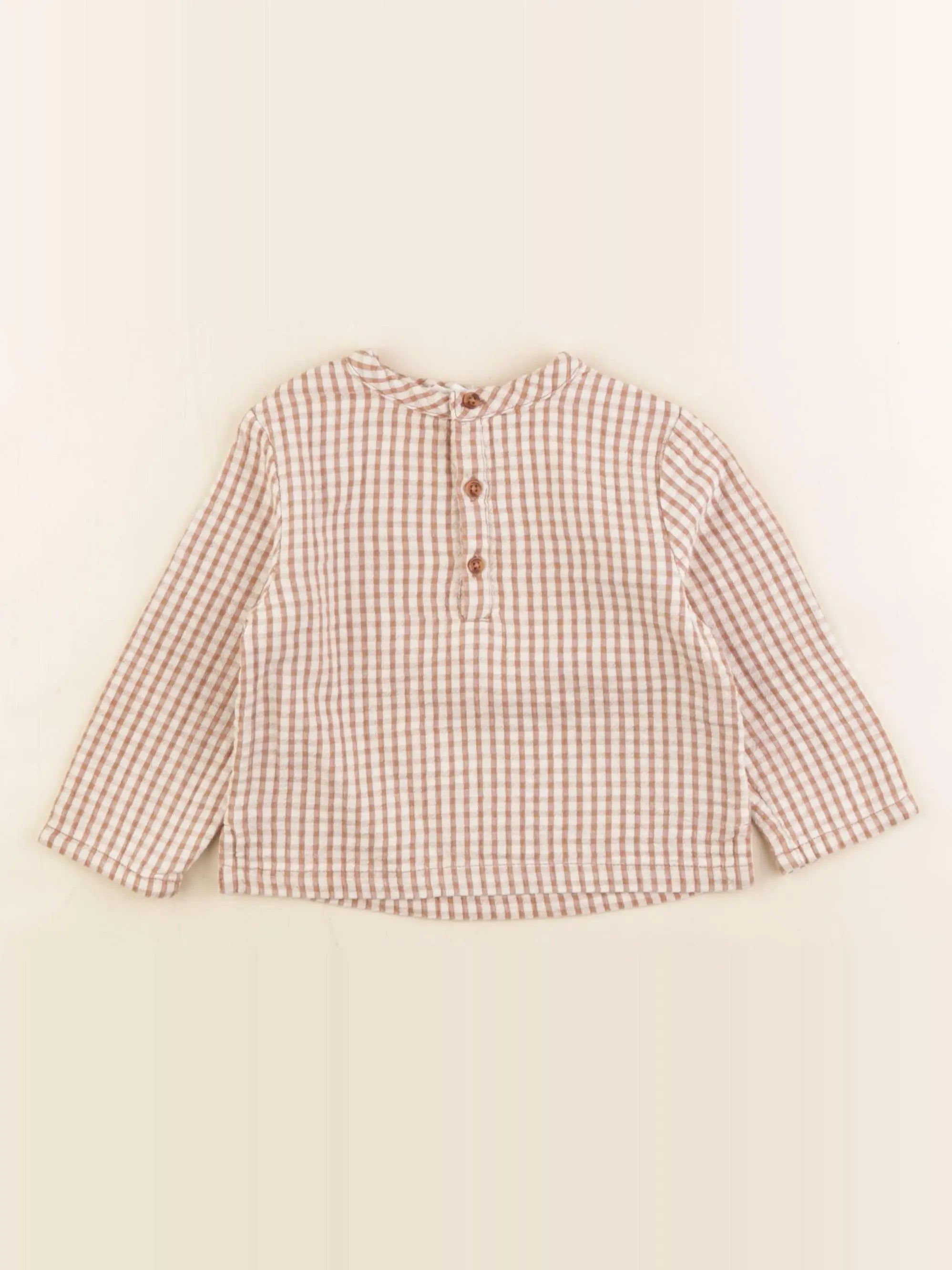 Vertbaudet - chemise beige, marron - 12 mois