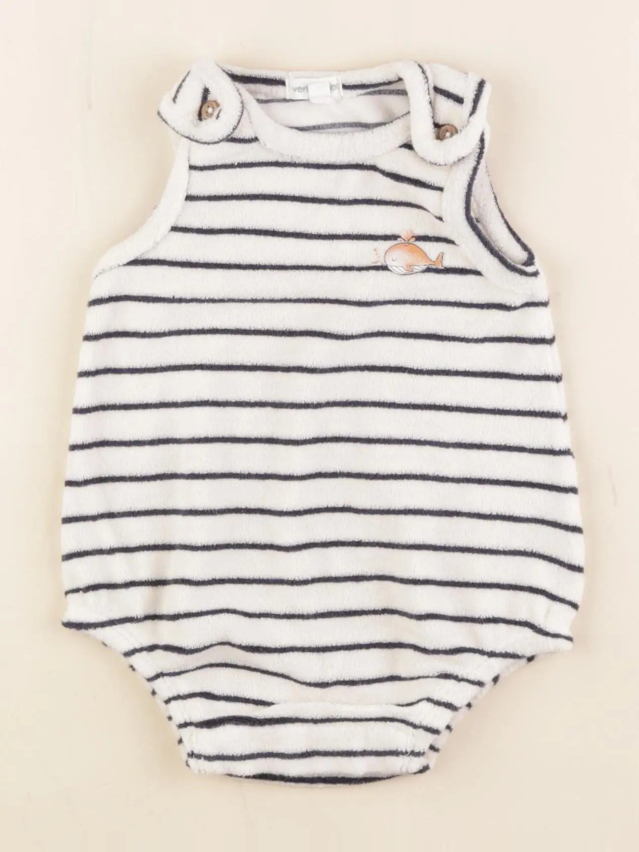 Vertbaudet - combinaison blanc, bleu - 6 mois