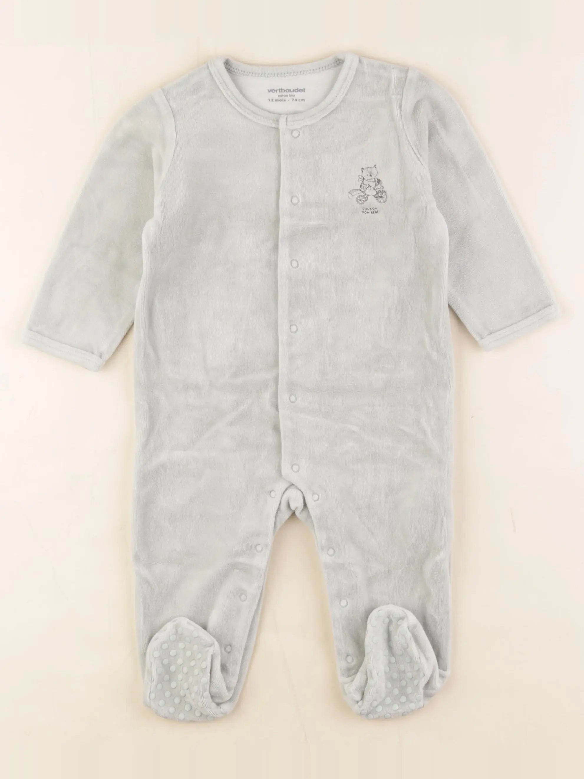 Vertbaudet - pyjama velours vert - 12 mois