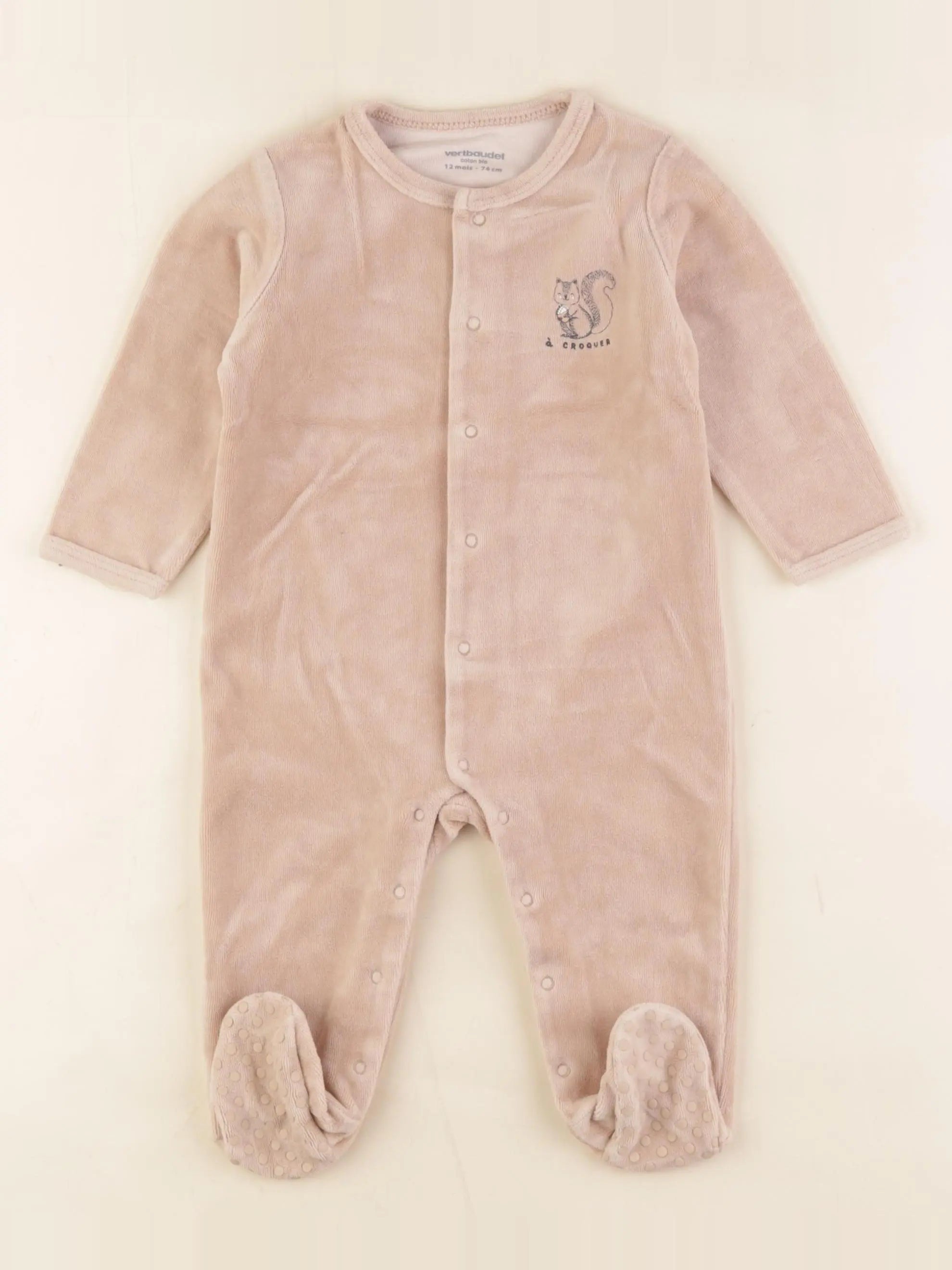 Vertbaudet - pyjama velours marron - 12 mois