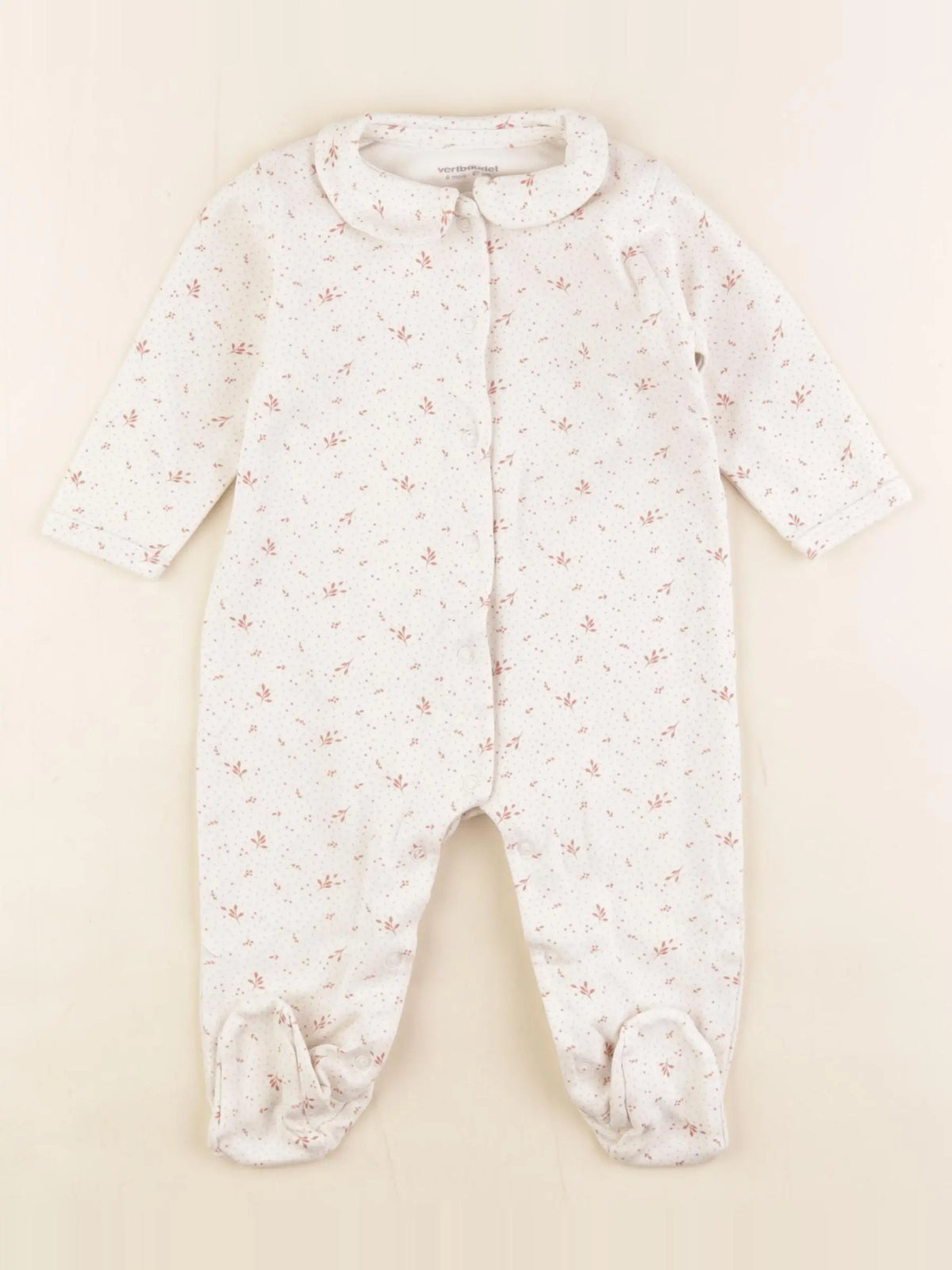 Vertbaudet - pyjama coton beige - 6 mois