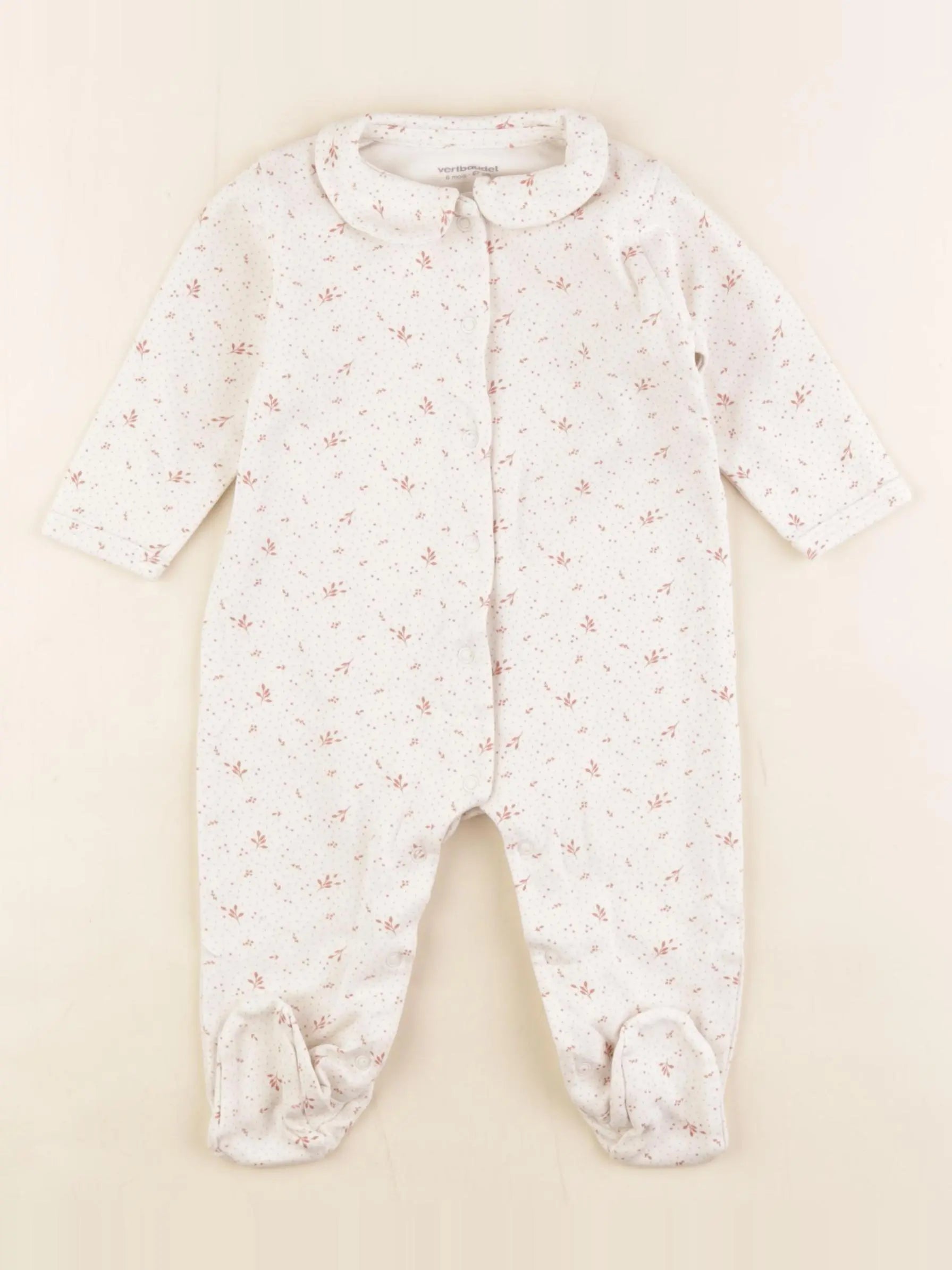 Vertbaudet - pyjama coton beige - 6 mois
