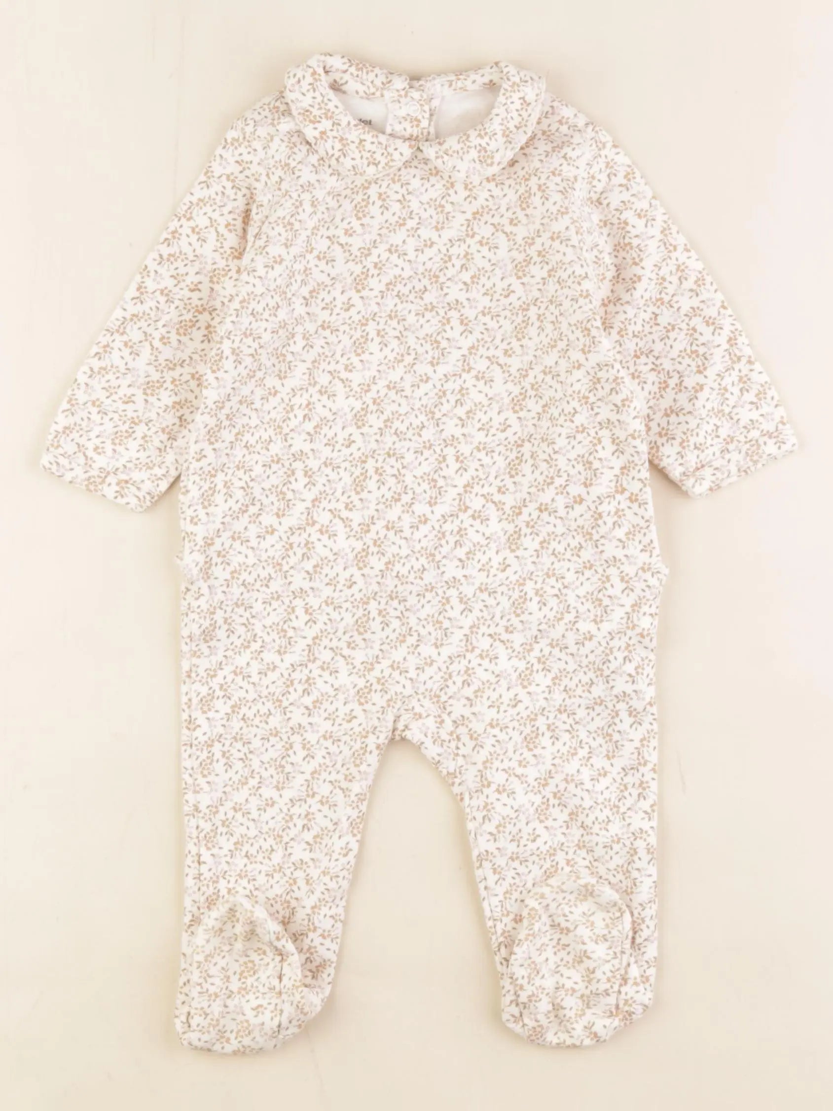 Vertbaudet - pyjama coton beige, marron - 6 mois