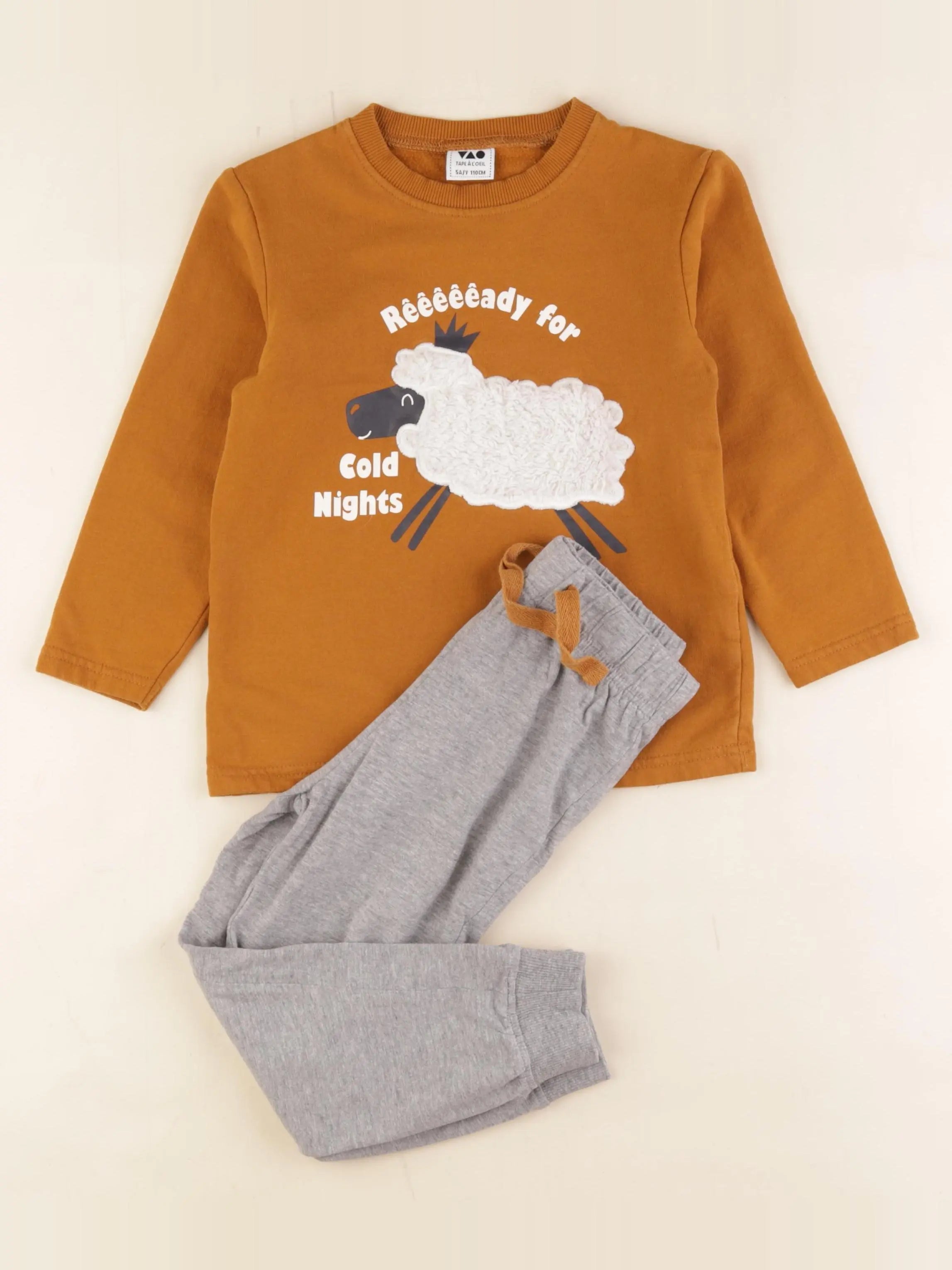 Tape à l'oeil - pyjama coton gris, marron - 5 ans