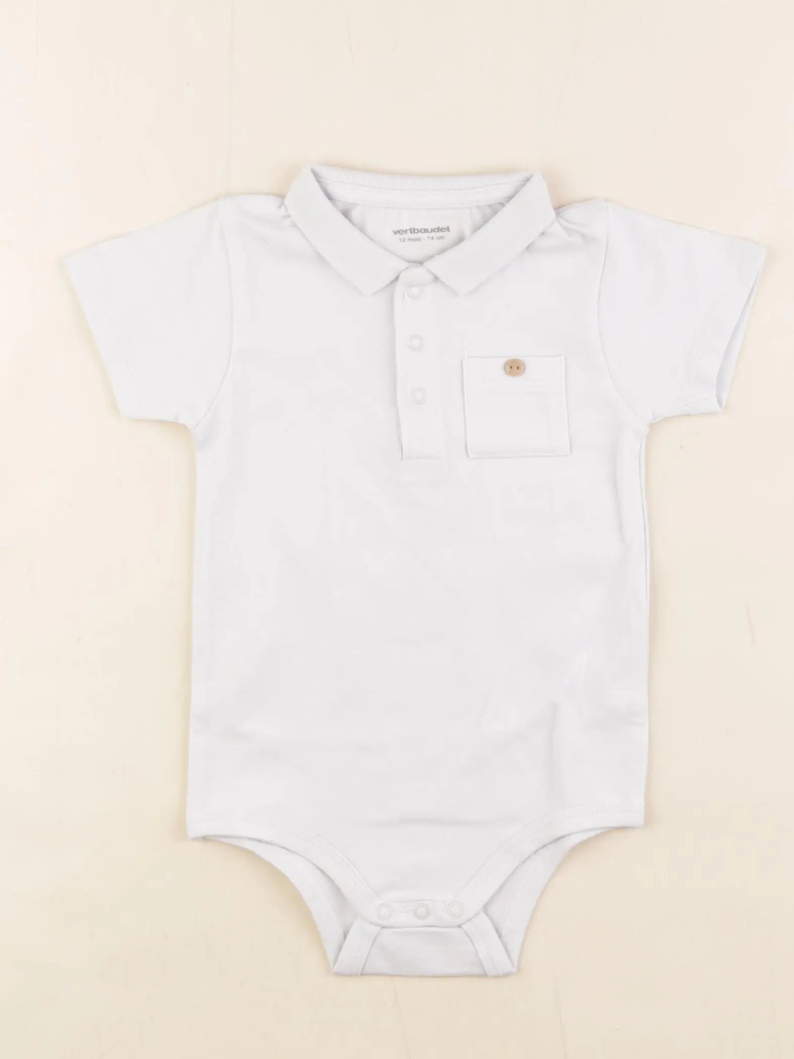Vertbaudet - body à col bleu - 12 mois