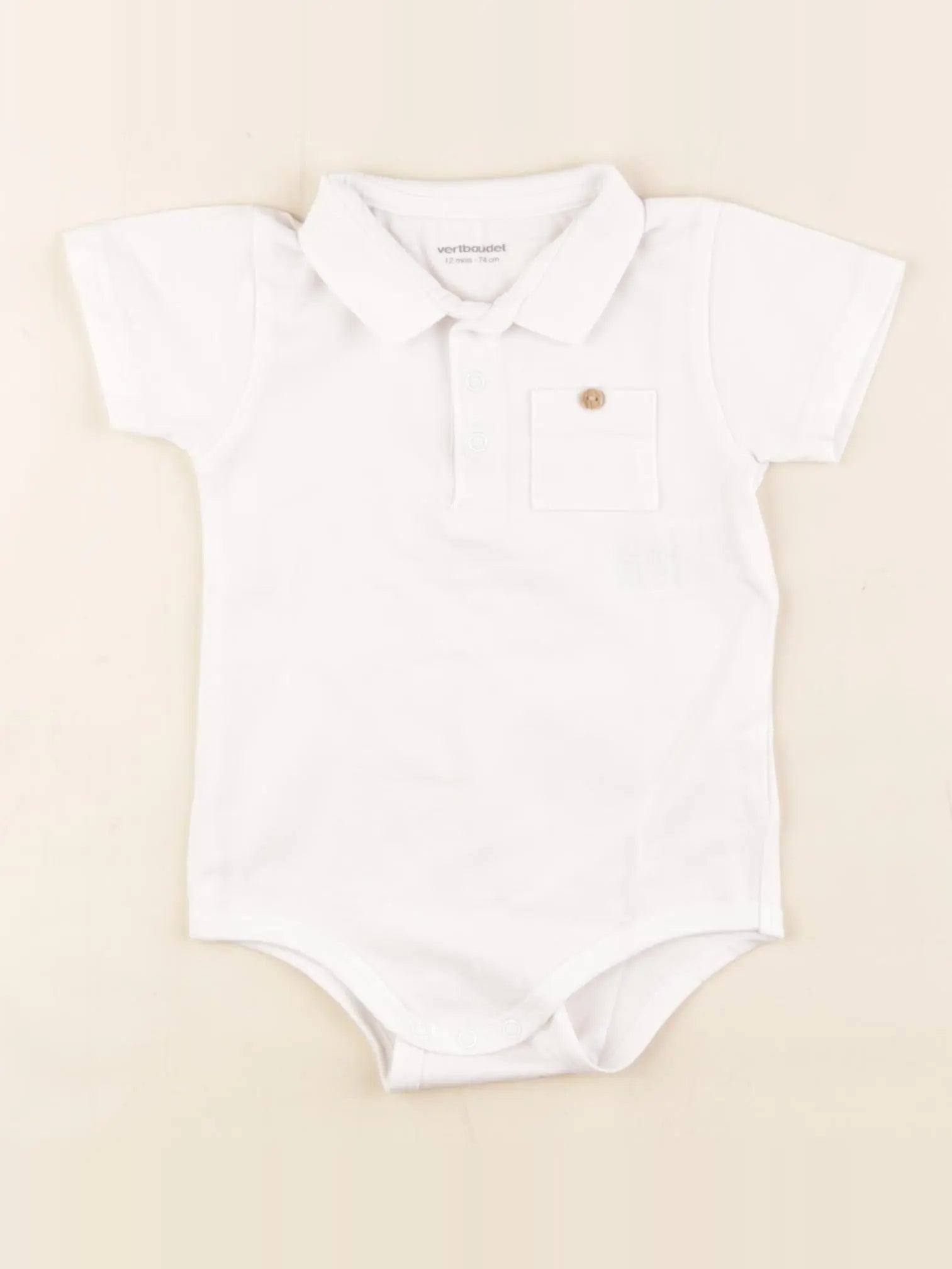 Vertbaudet - body à col blanc - 12 mois