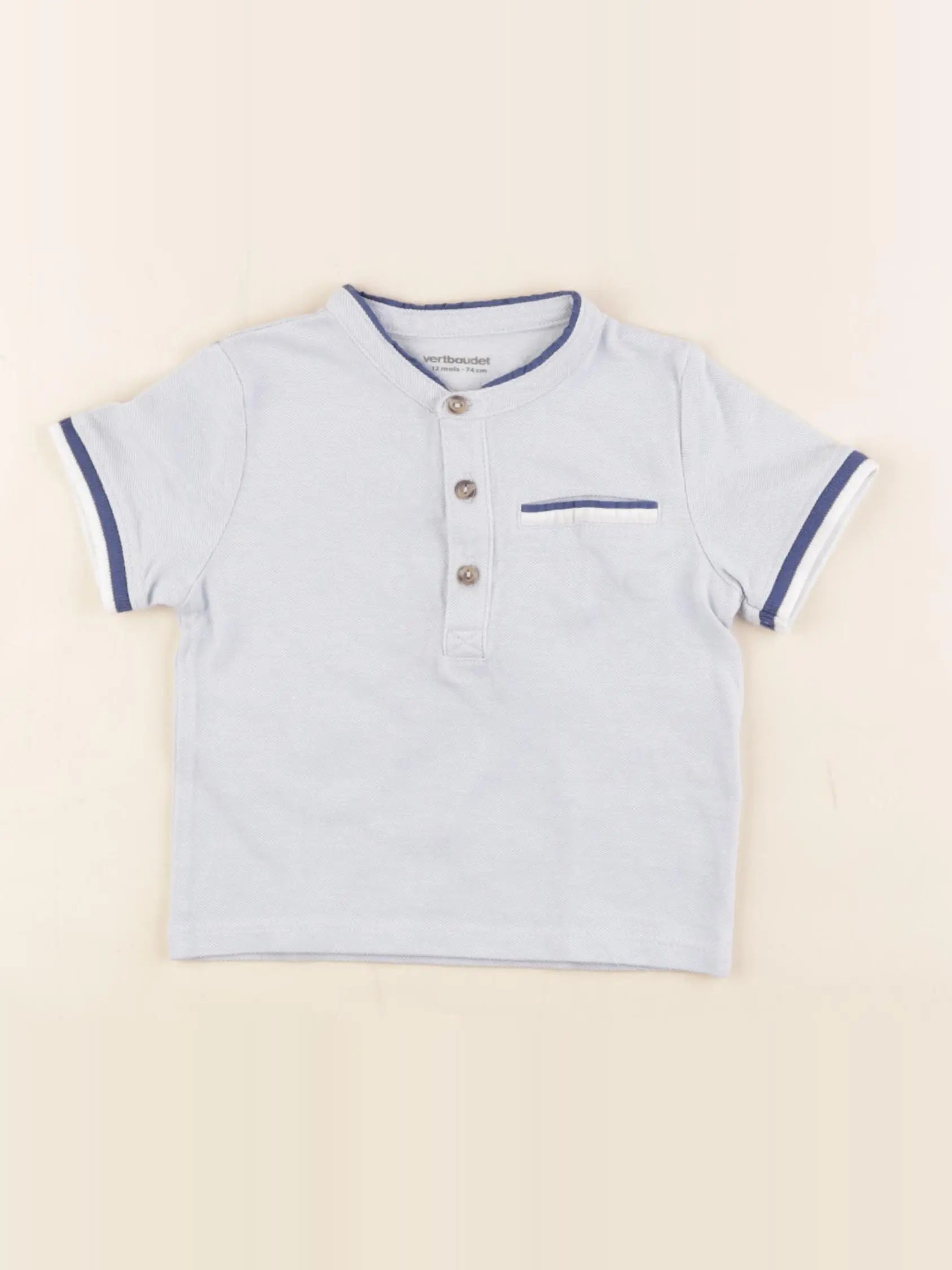 Vertbaudet - polo bleu - 12 mois