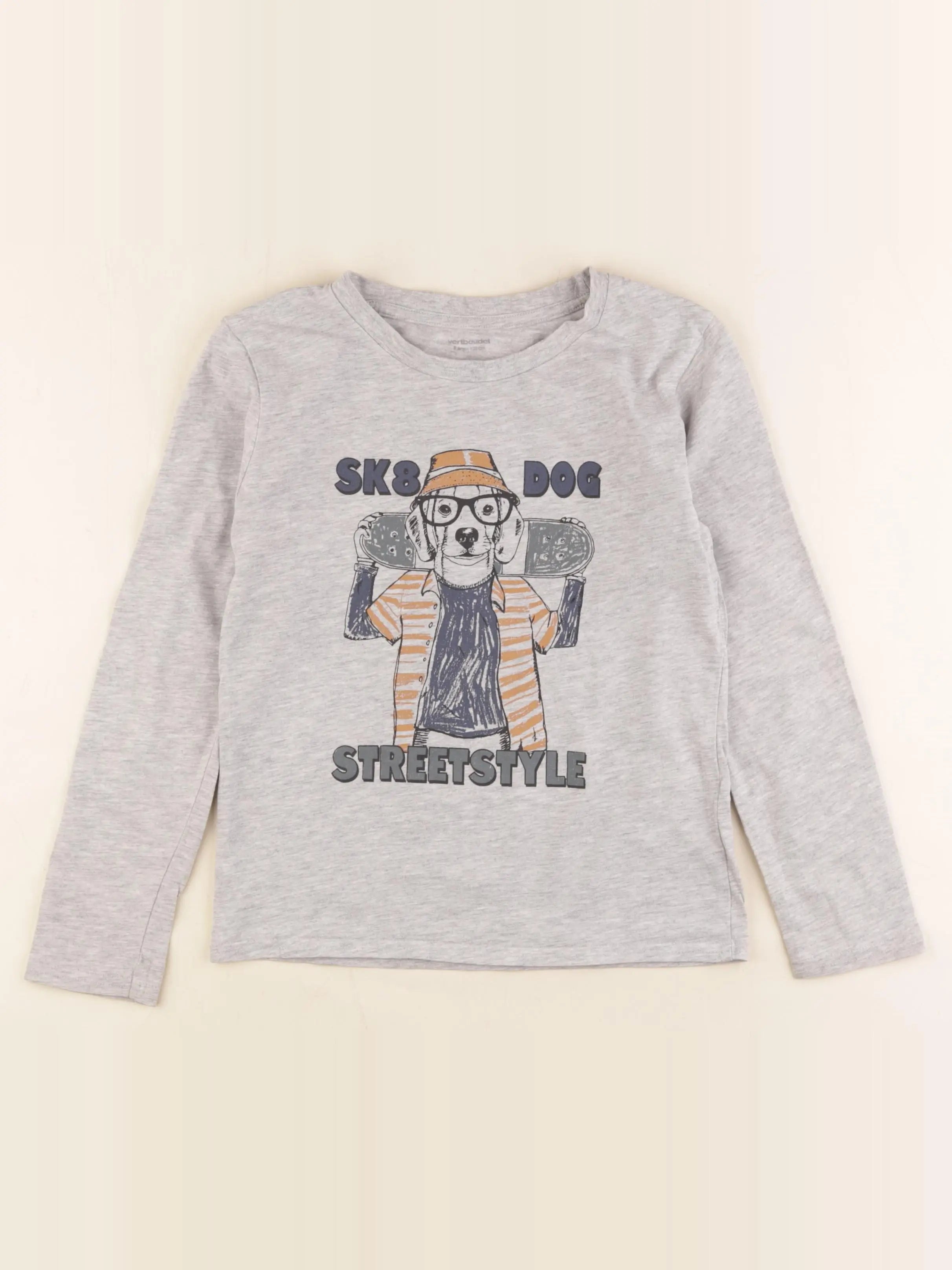 Vertbaudet - tee-shirt gris - 8 ans