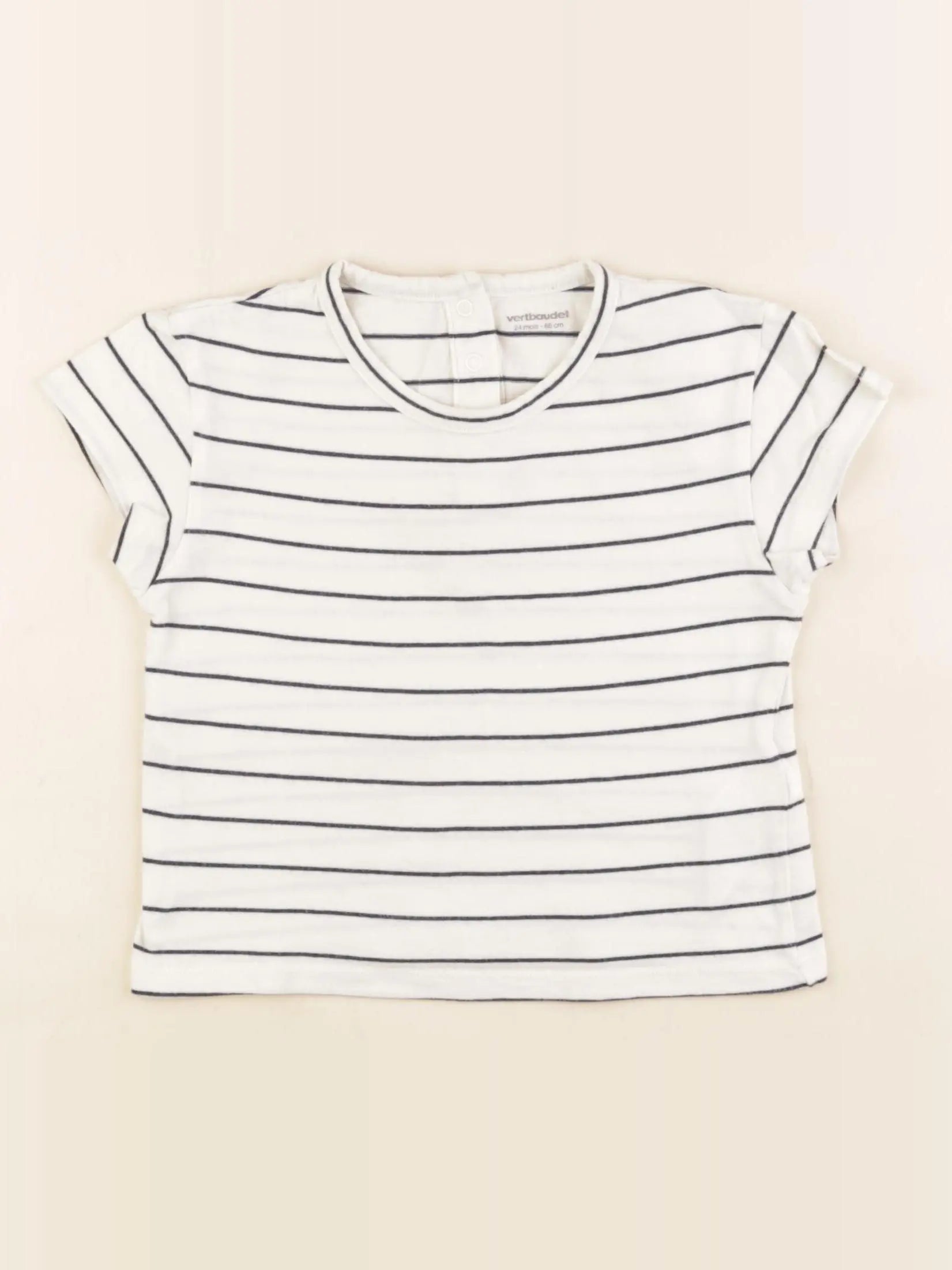 Vertbaudet - tee-shirt bleu, beige - 2 ans