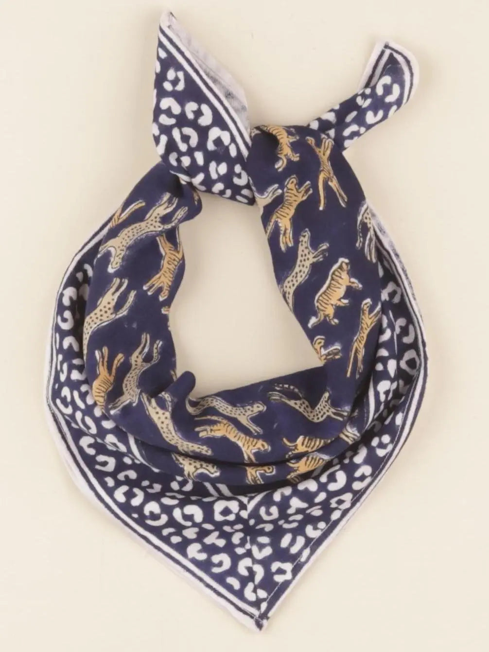 Foulard Léopard bleu 60x60