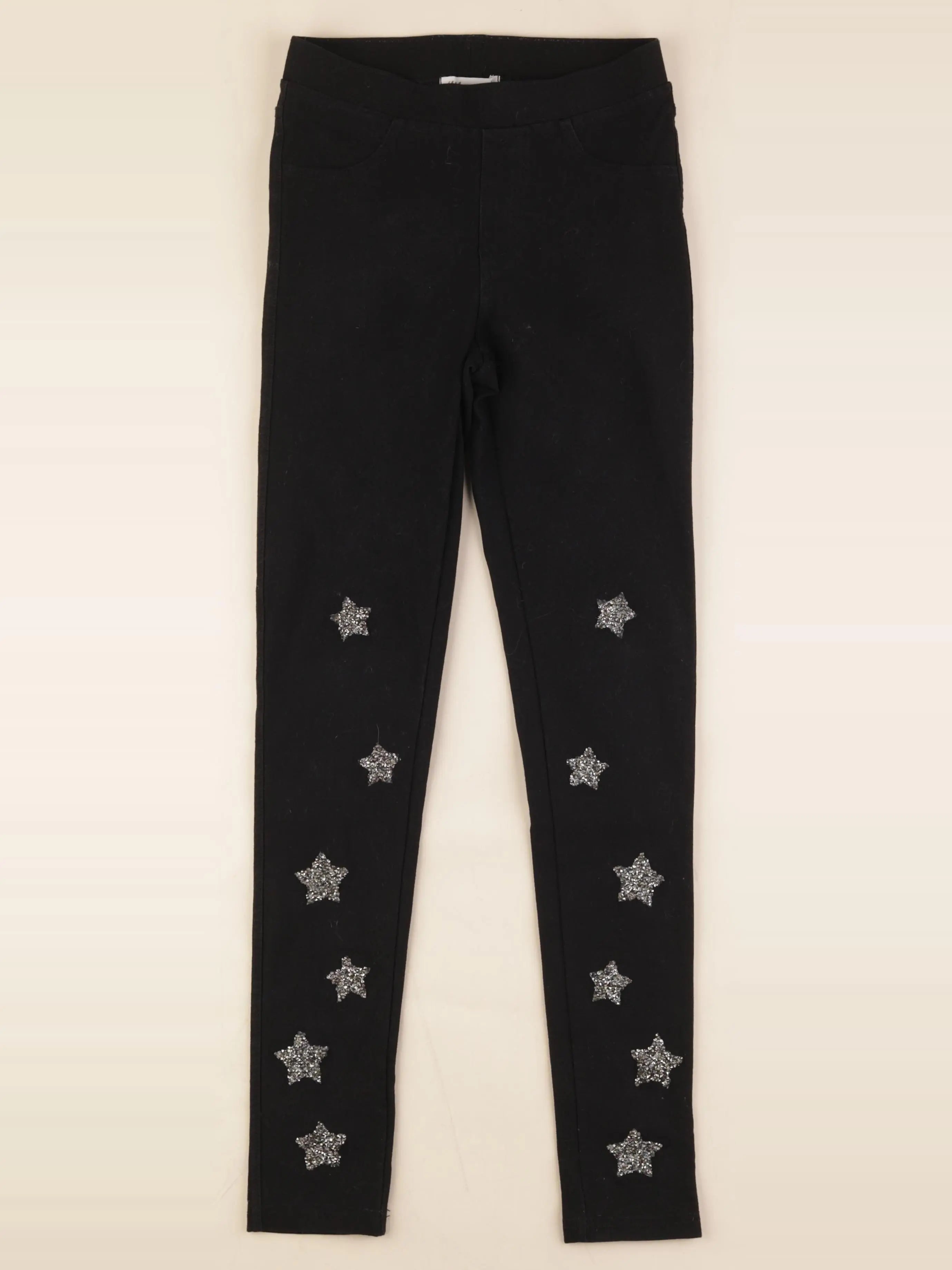 H&M - jegging noir, argent - 11/12 ans