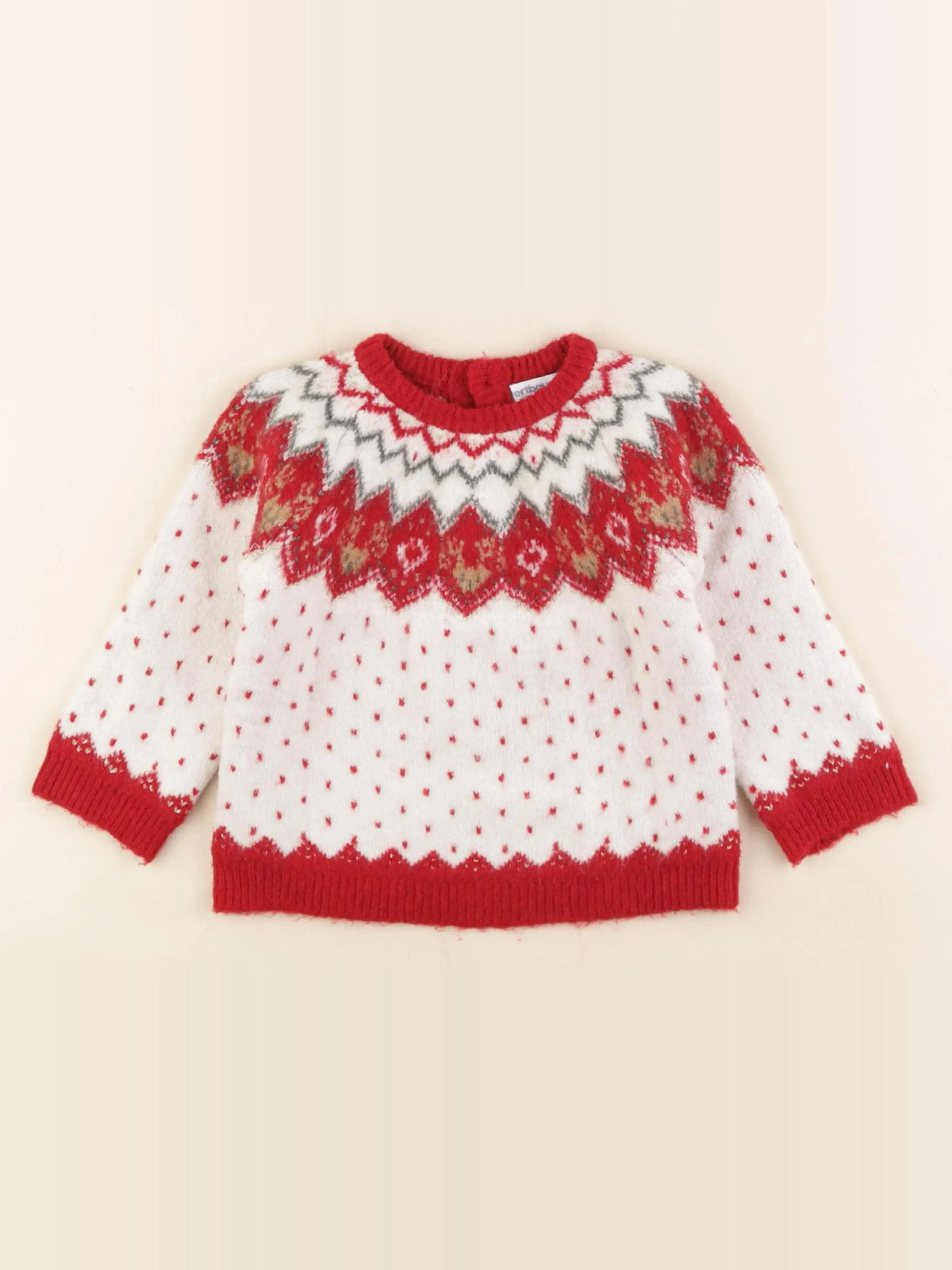 Vertbaudet - pull rouge, or - 18 mois