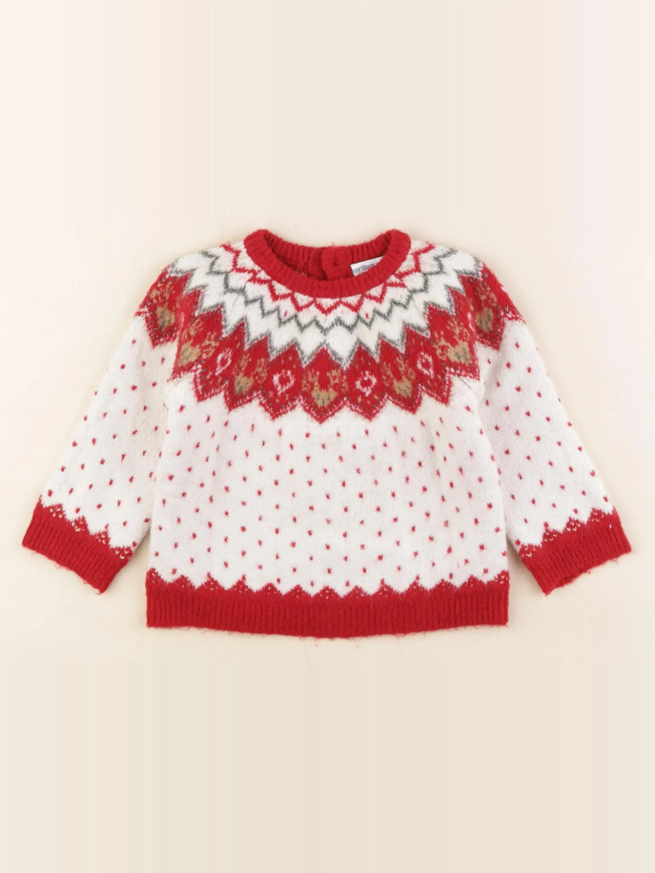 Vertbaudet - pull rouge, or - 18 mois