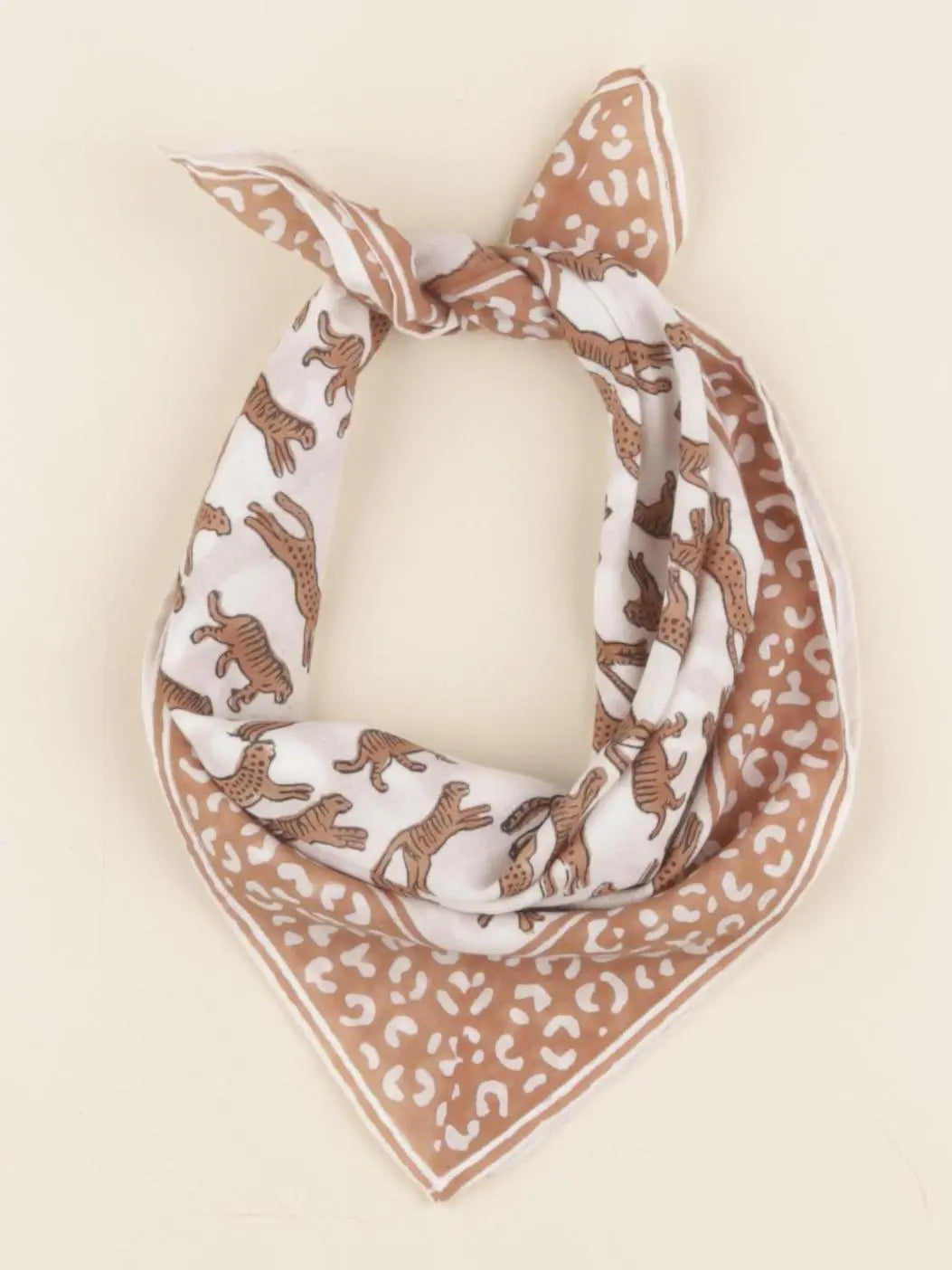 Foulard Léopard beige, marron 60x60