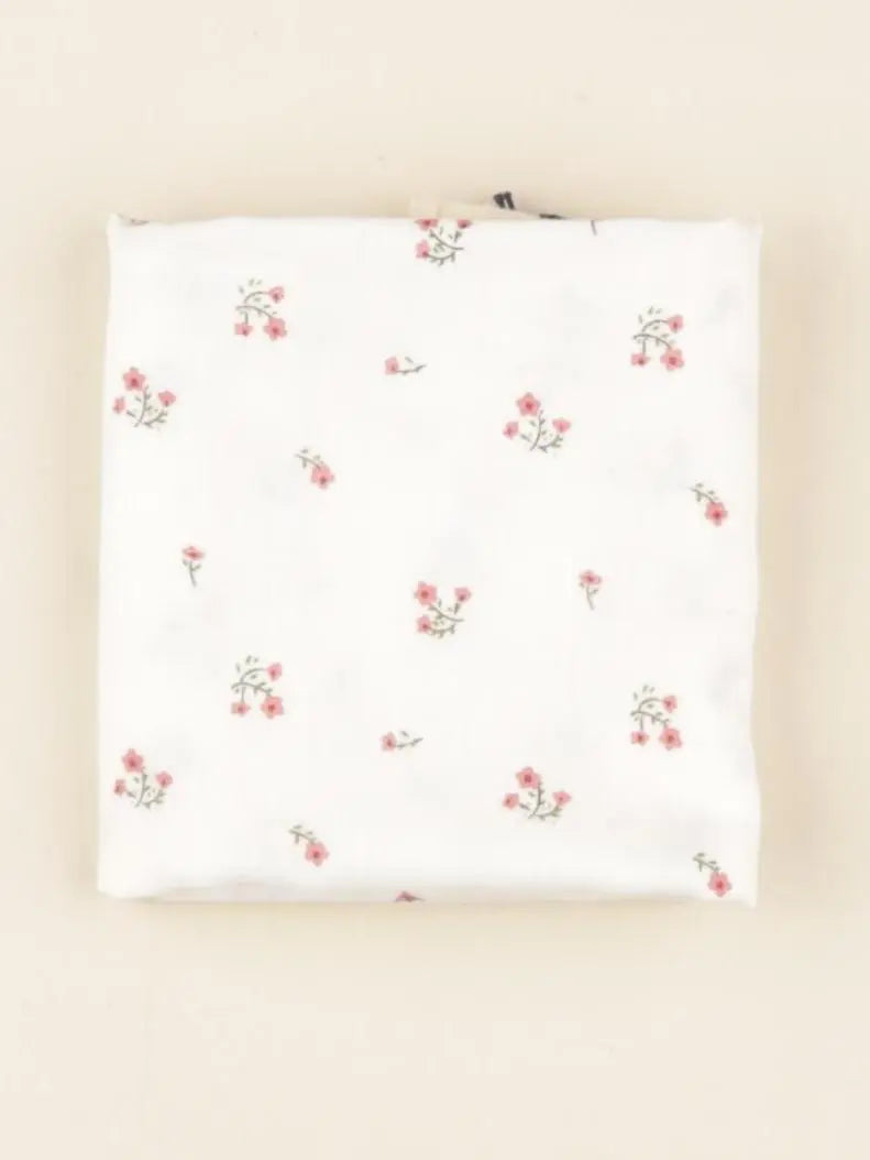 Foulard Fleurs beige, rose 60x60