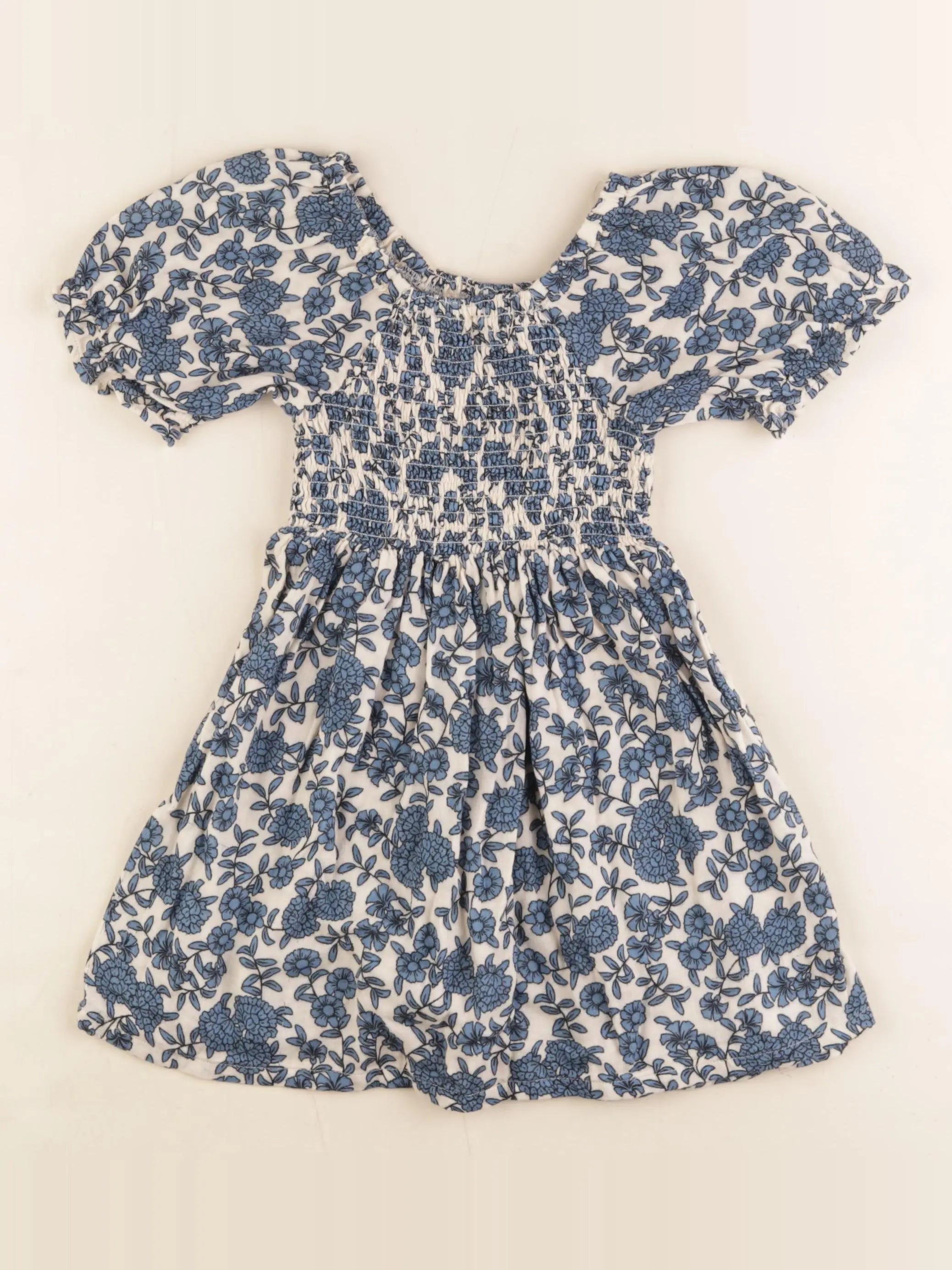 Monoprix - robe blanc, bleu - 3 ans
