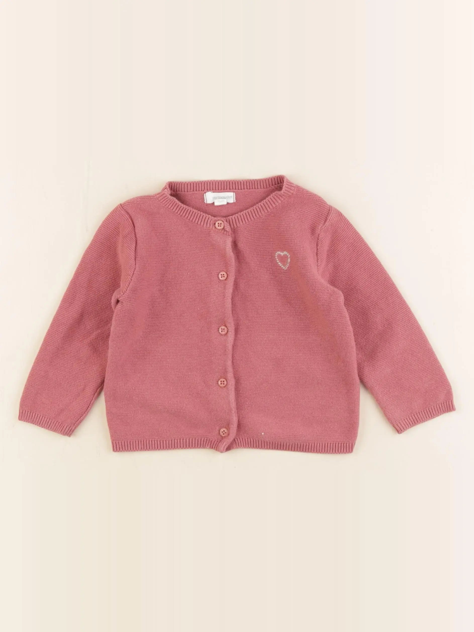 Vertbaudet - gilet rose - 9 mois