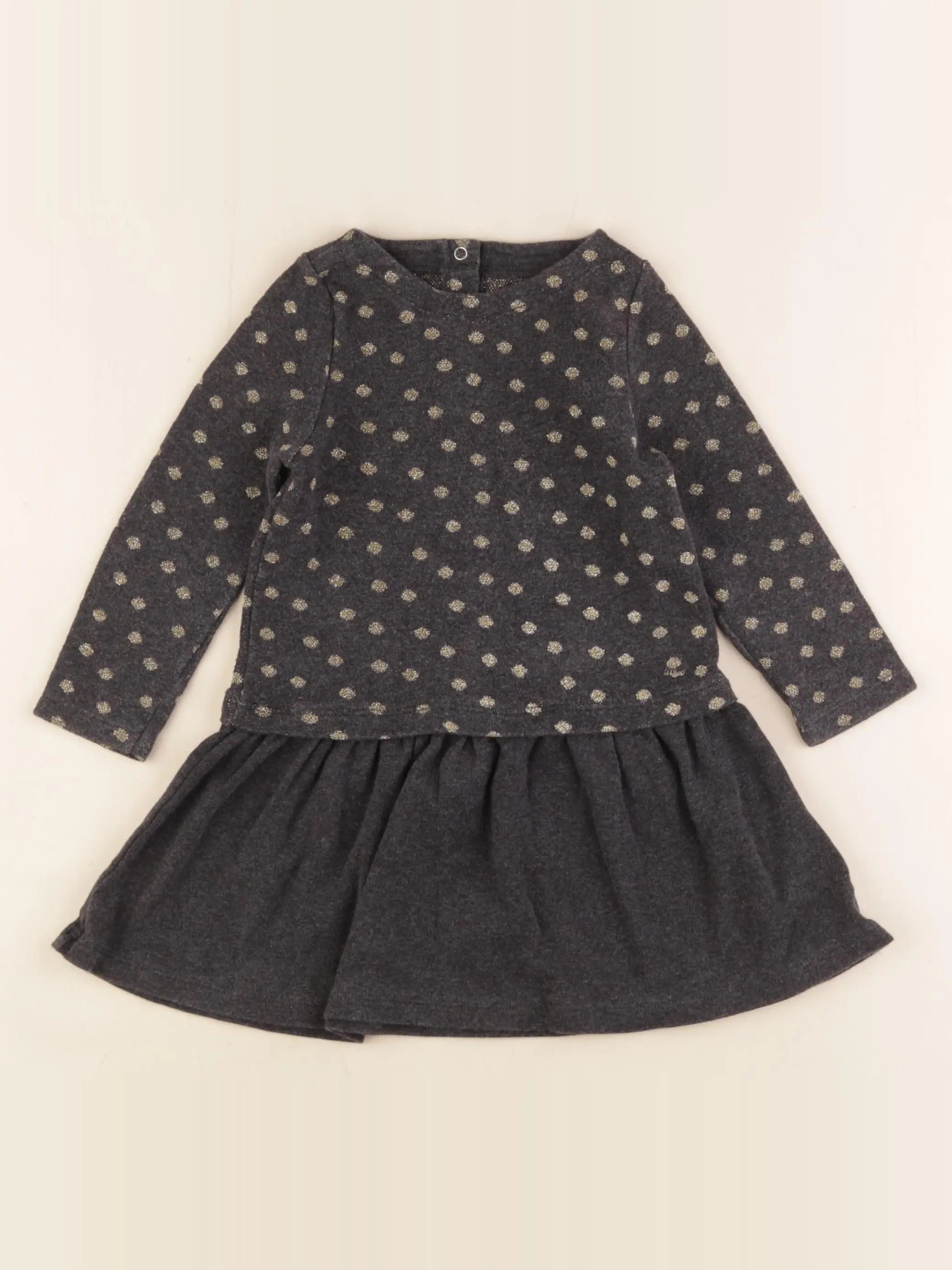 Petit Bateau - robe gris, or - 24 mois