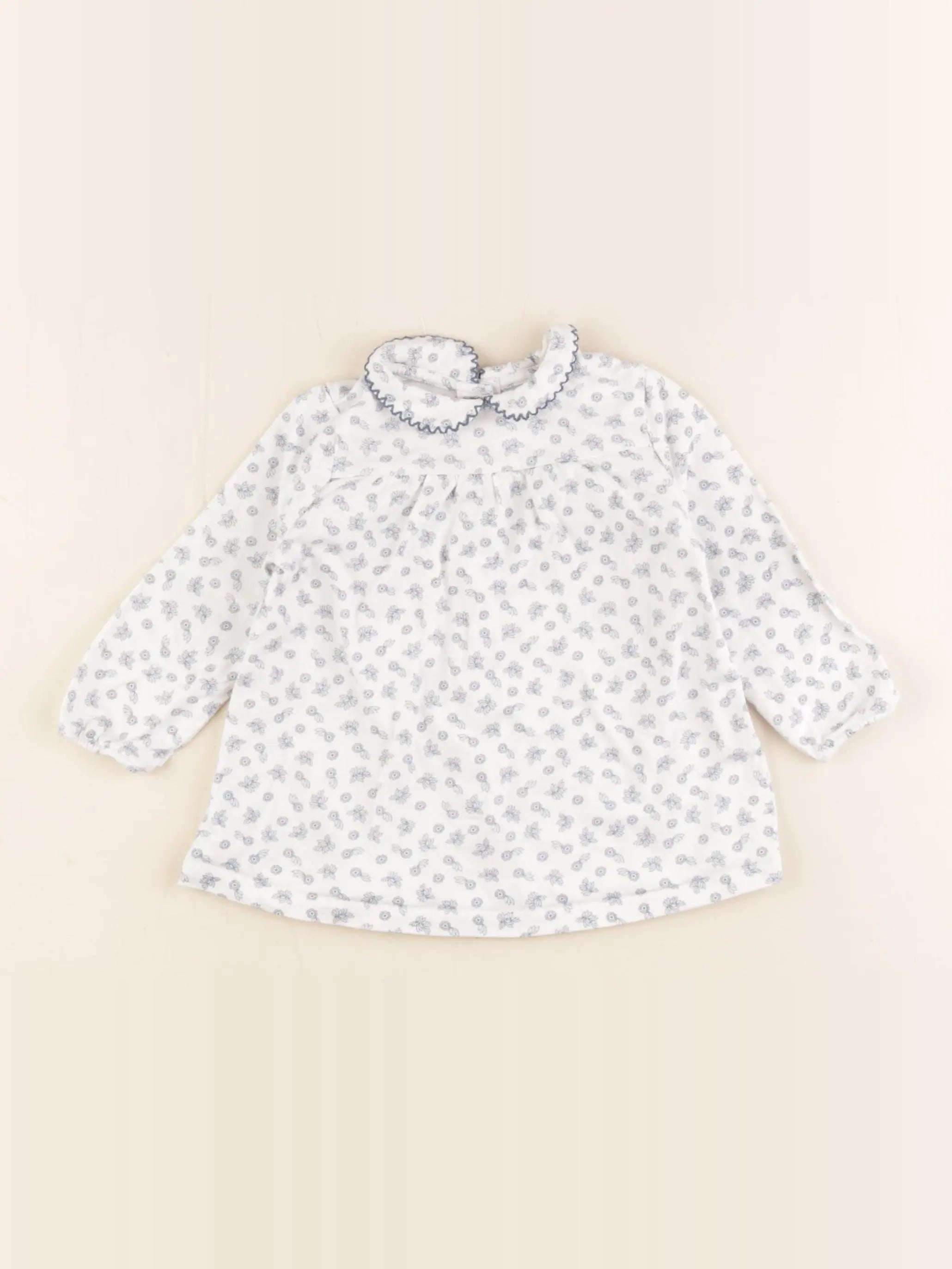 Cyrillus - robe blanc, bleu - 12 mois