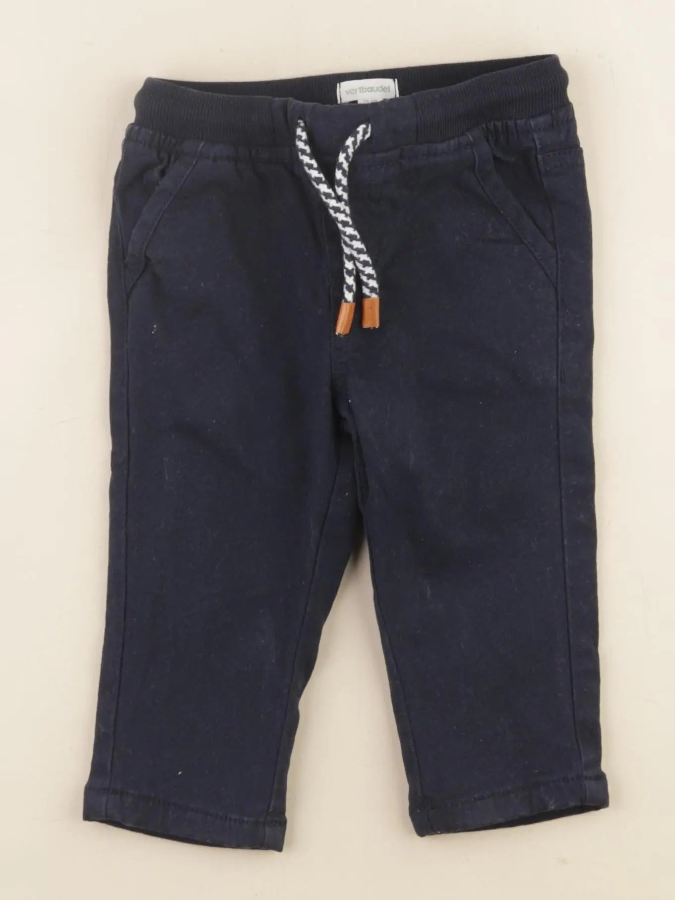 Vertbaudet - pantalon doublé bleu - 12 mois