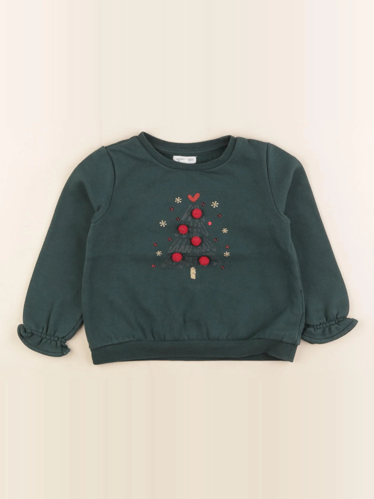 Vertbaudet - sweat or, vert - 3 ans