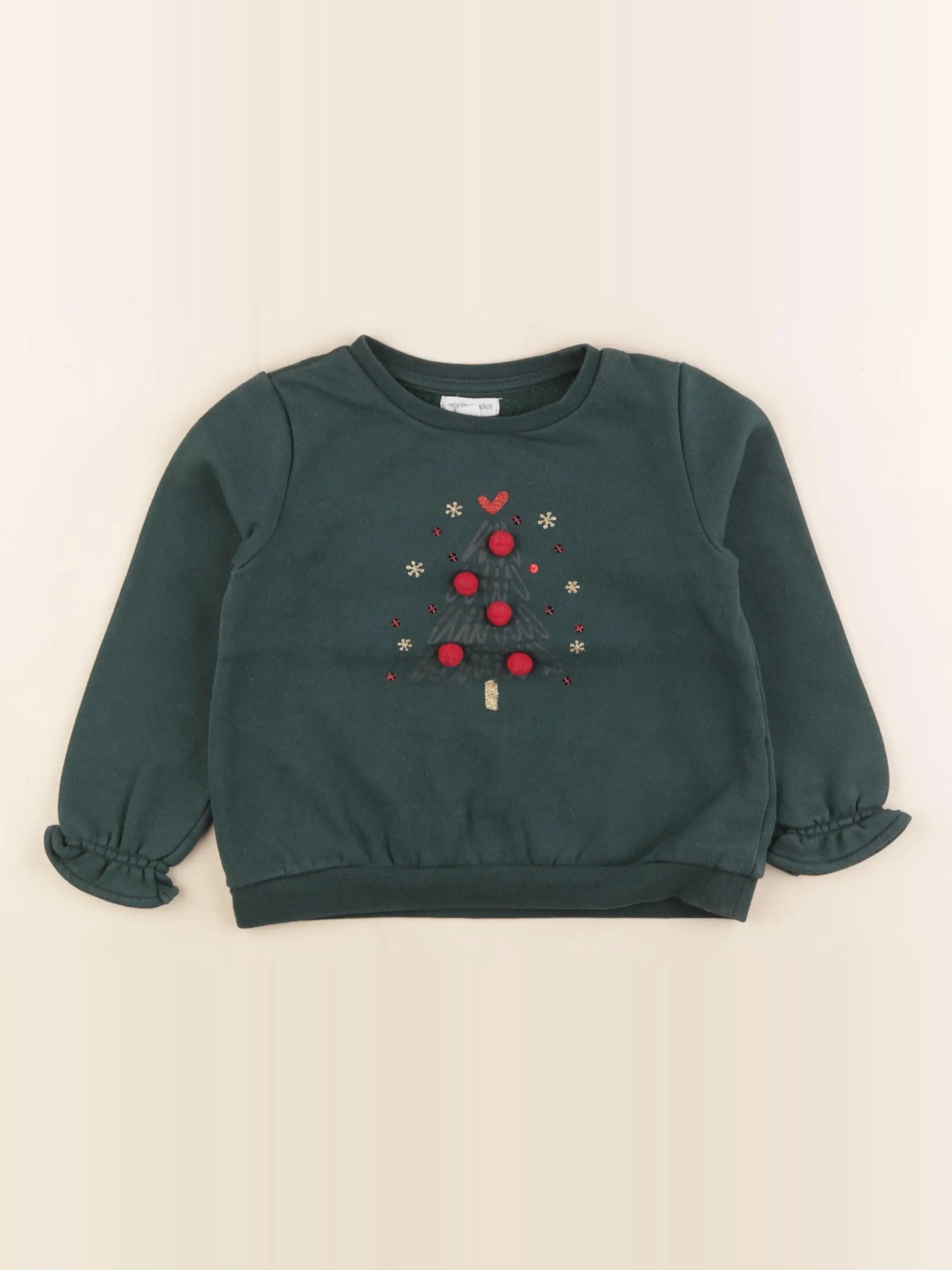 Vertbaudet - sweat or, vert - 3 ans