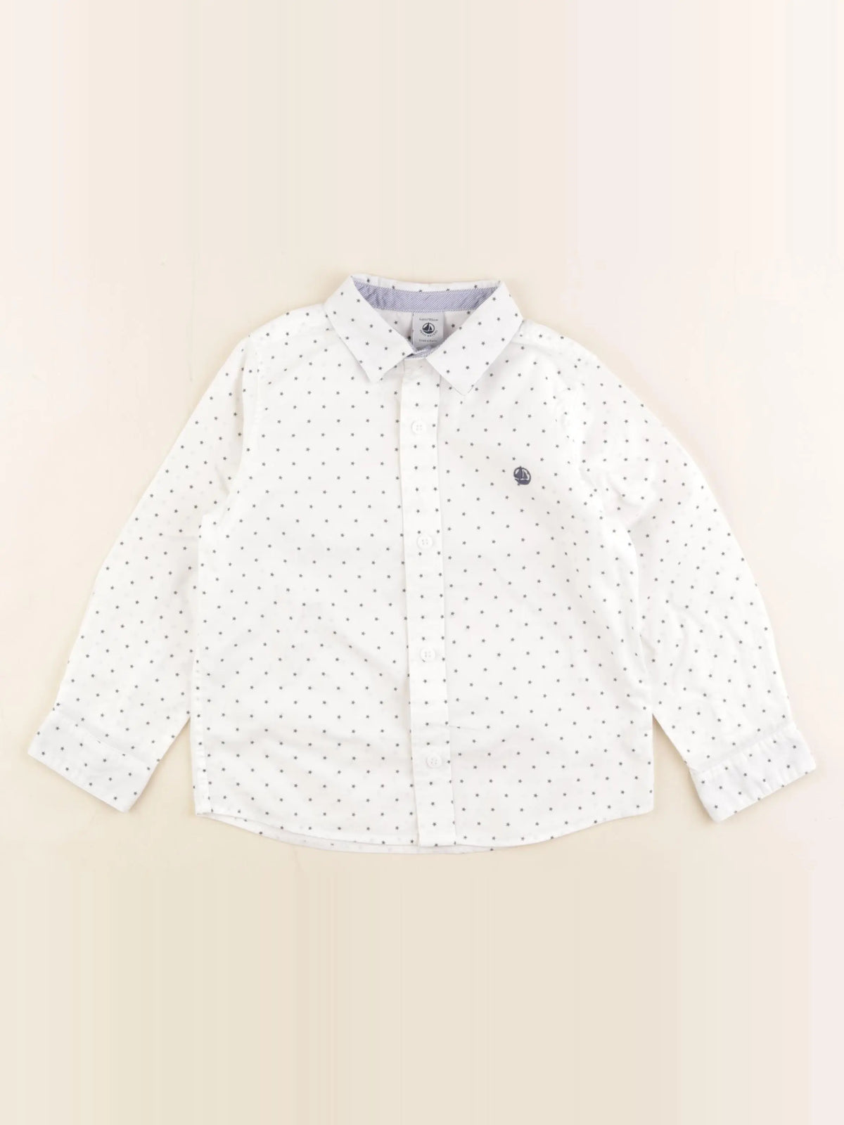 Petit Bateau - chemise blanc, bleu - 4 ans