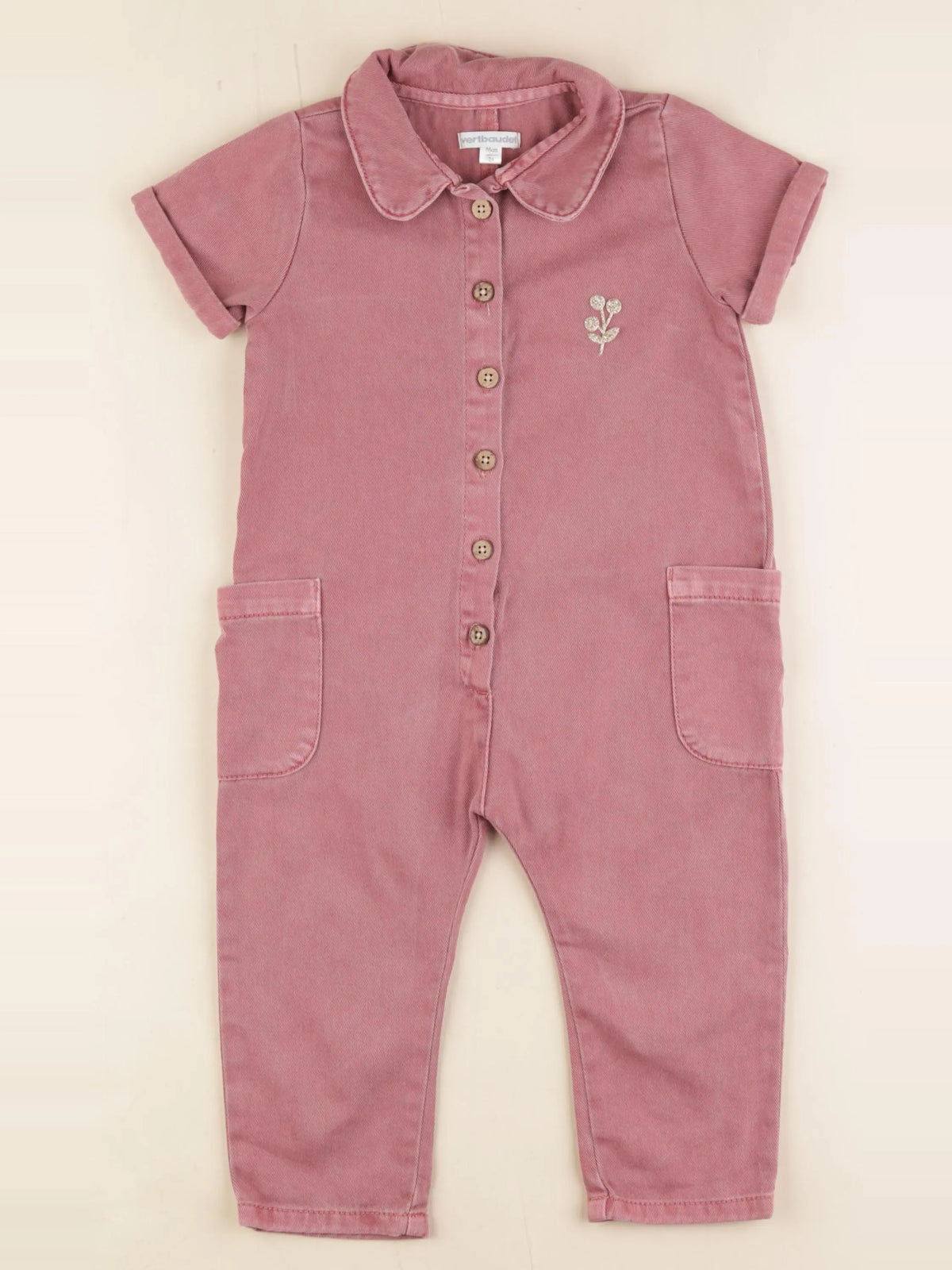 Vertbaudet - combinaison rose, or - 2 ans