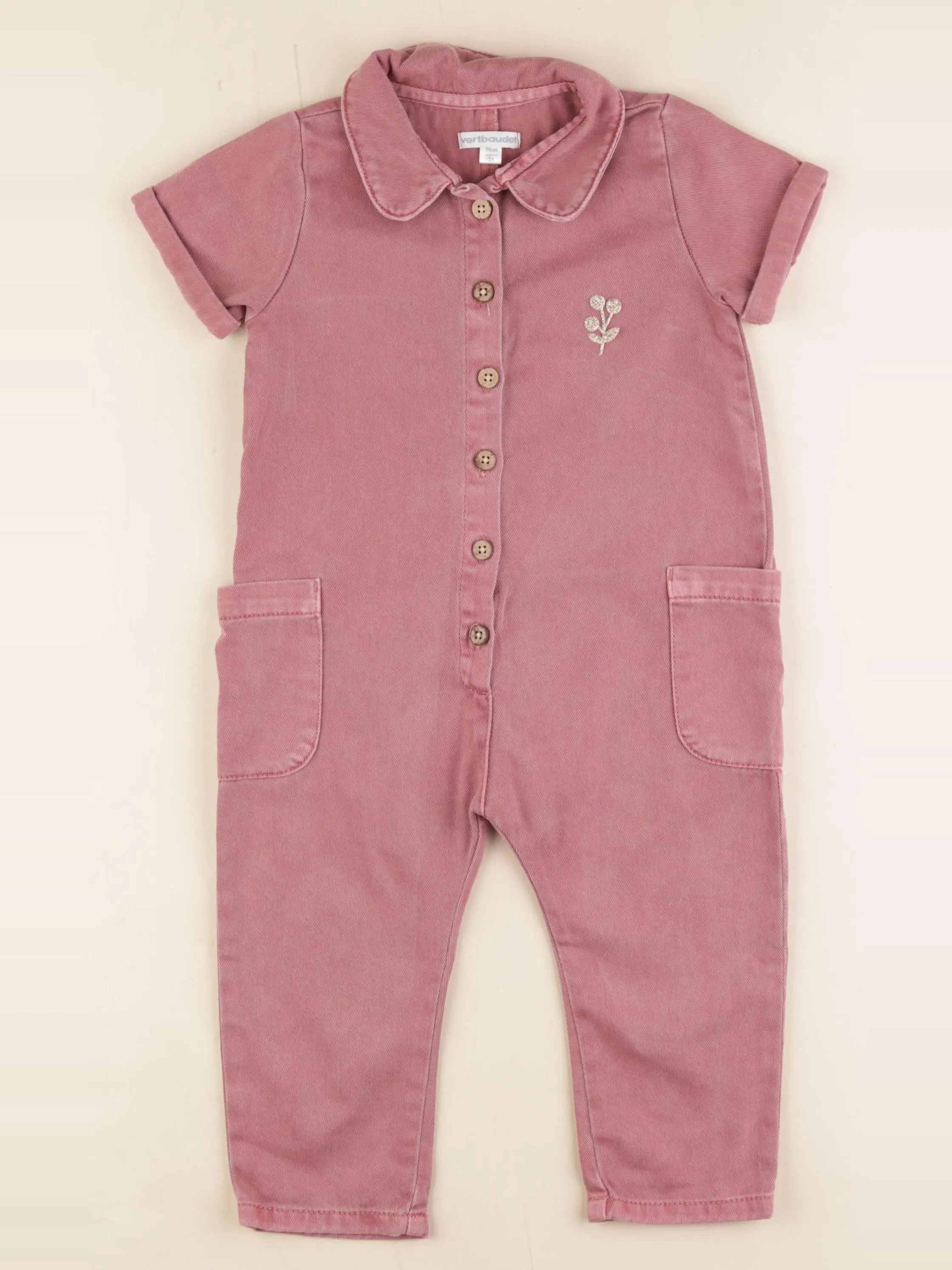 Vertbaudet - combinaison rose, or - 2 ans