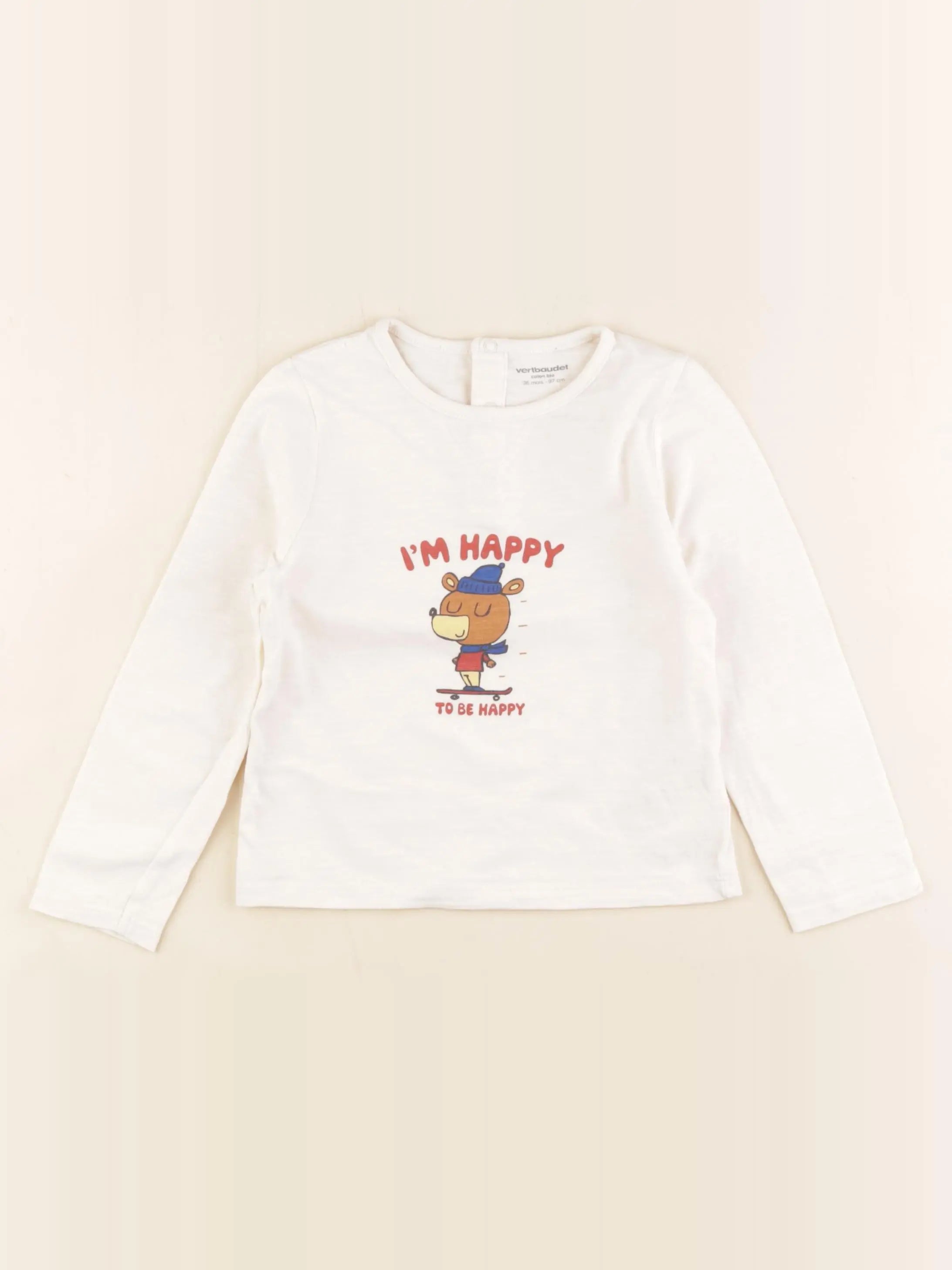 Vertbaudet - tee-shirt beige - 36 mois