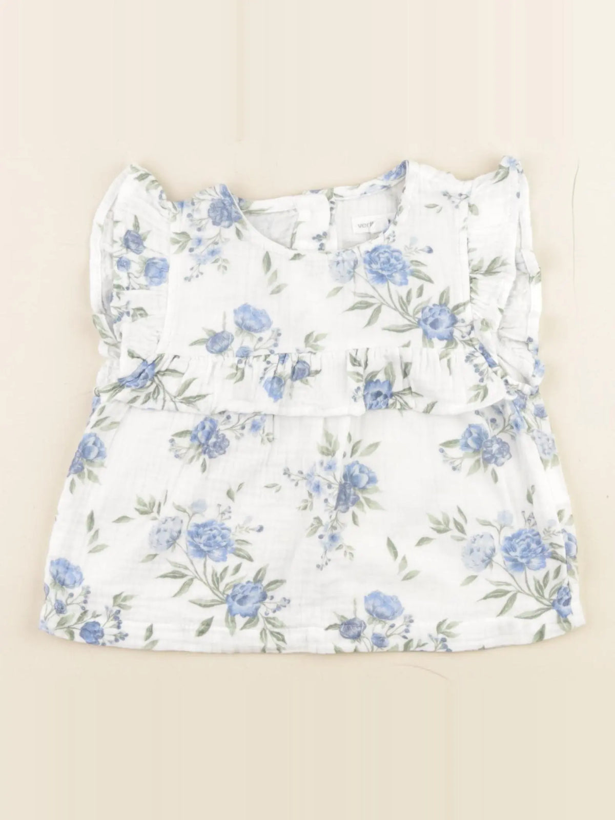 Vertbaudet - blouse blanc, bleu - 2 ans