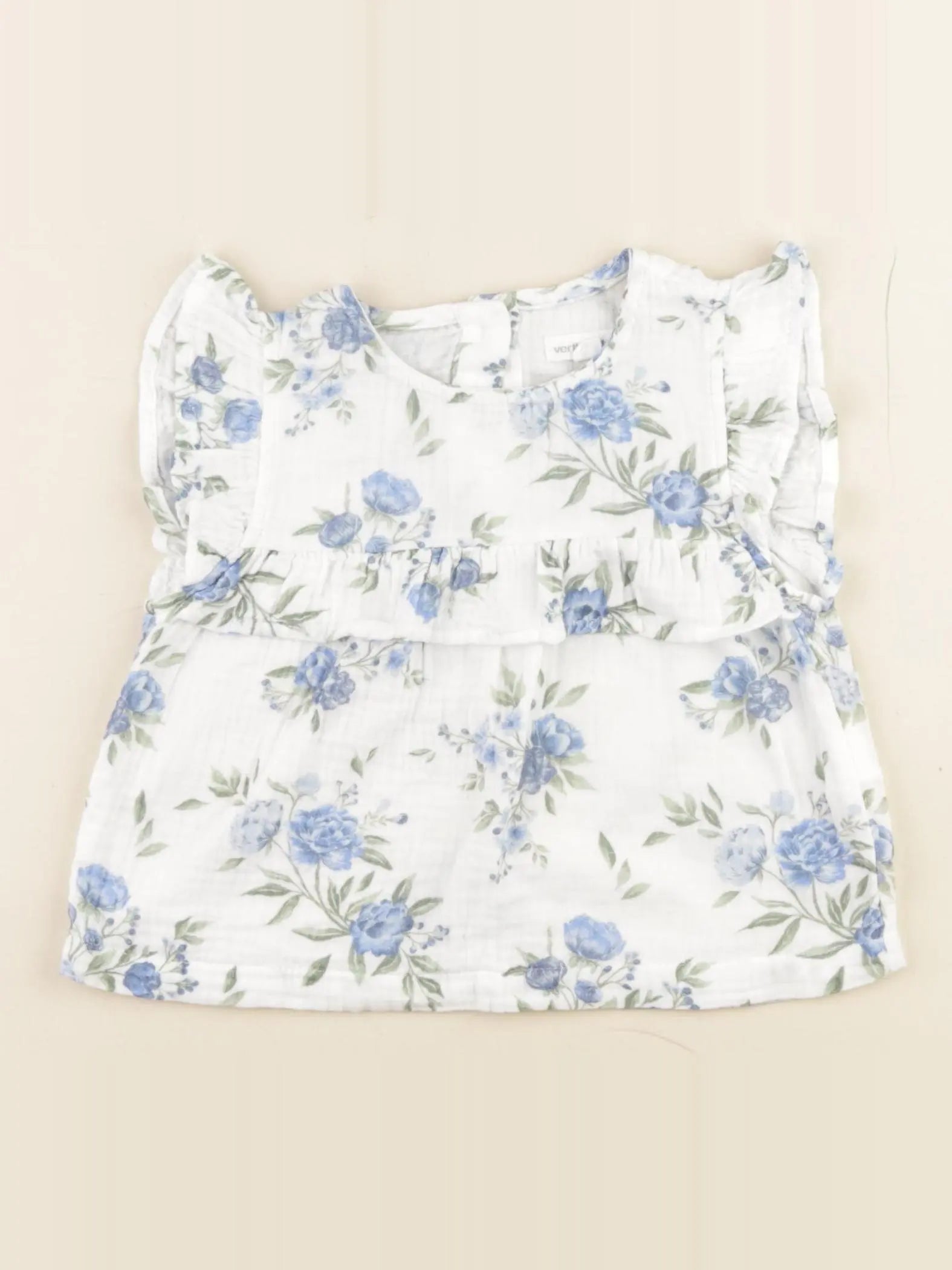 Vertbaudet - blouse blanc, bleu - 2 ans