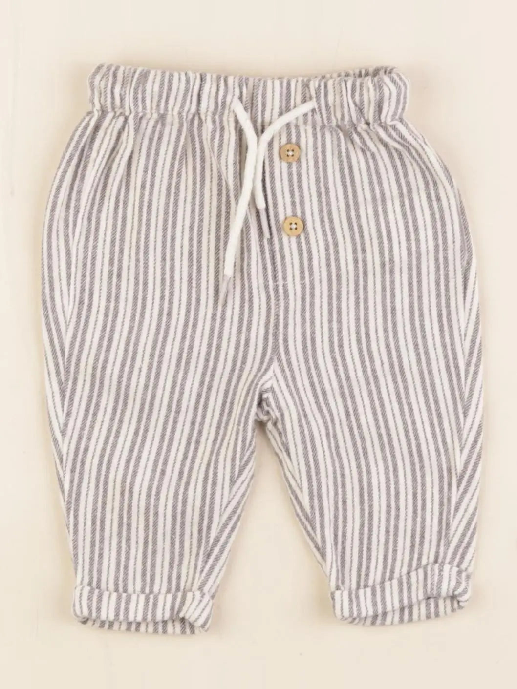 Vertbaudet - pantalon blanc, gris - 1 mois