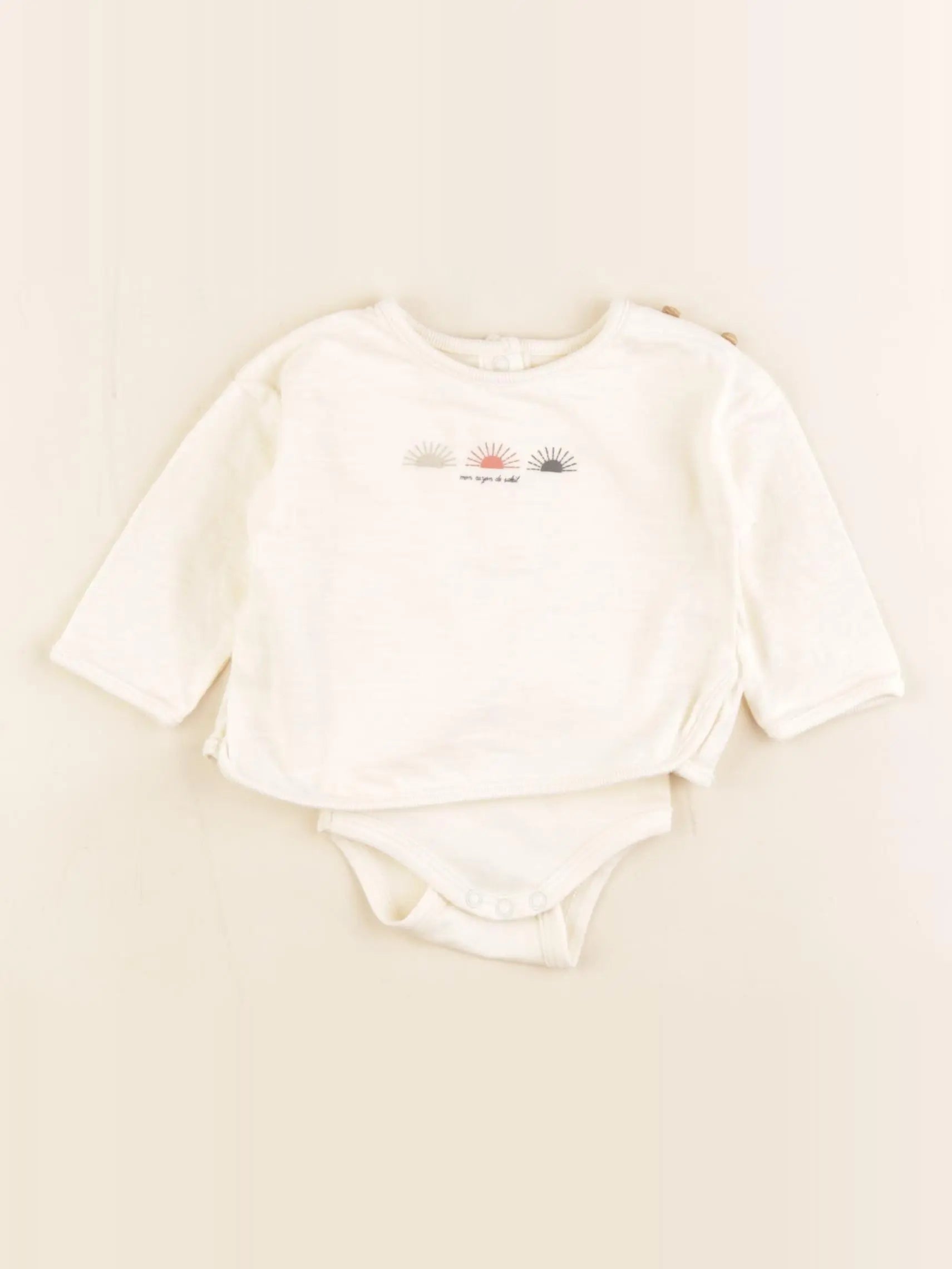 Vertbaudet - body tee-shirt beige - 1 mois