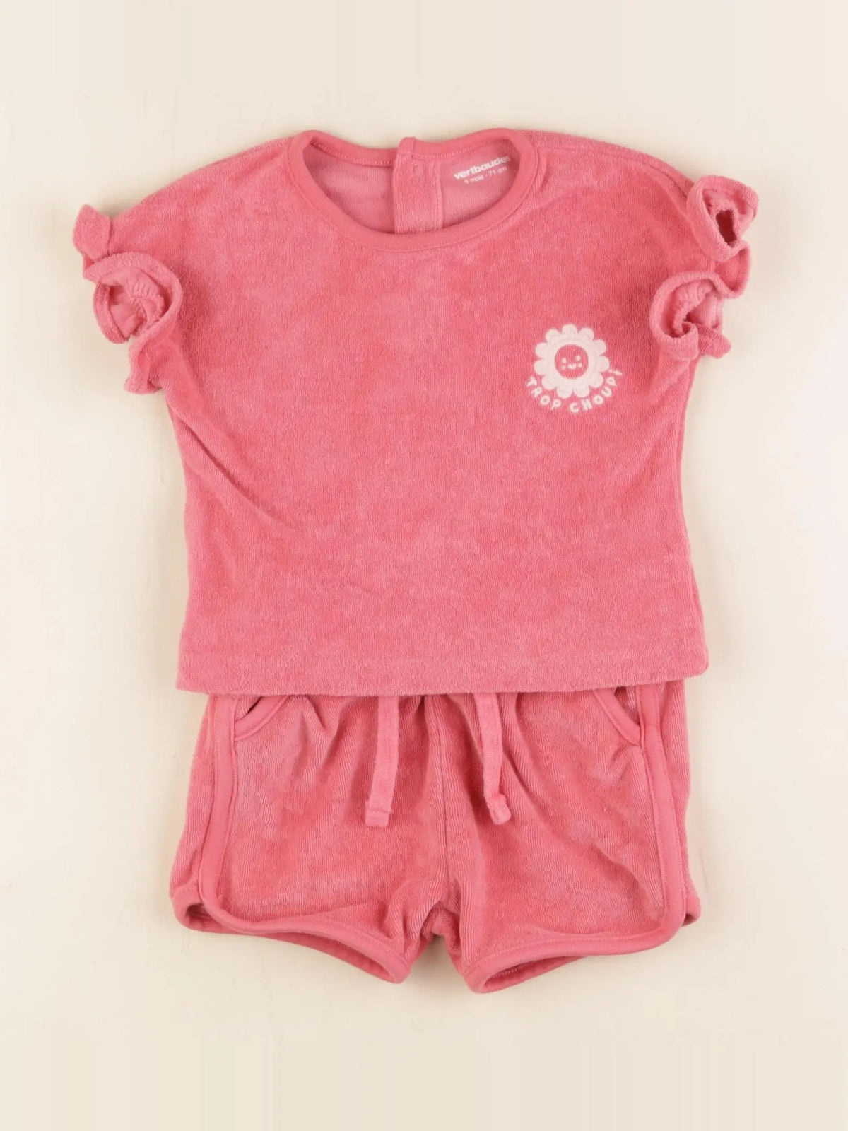 Vertbaudet - ensemble rose - 9 mois