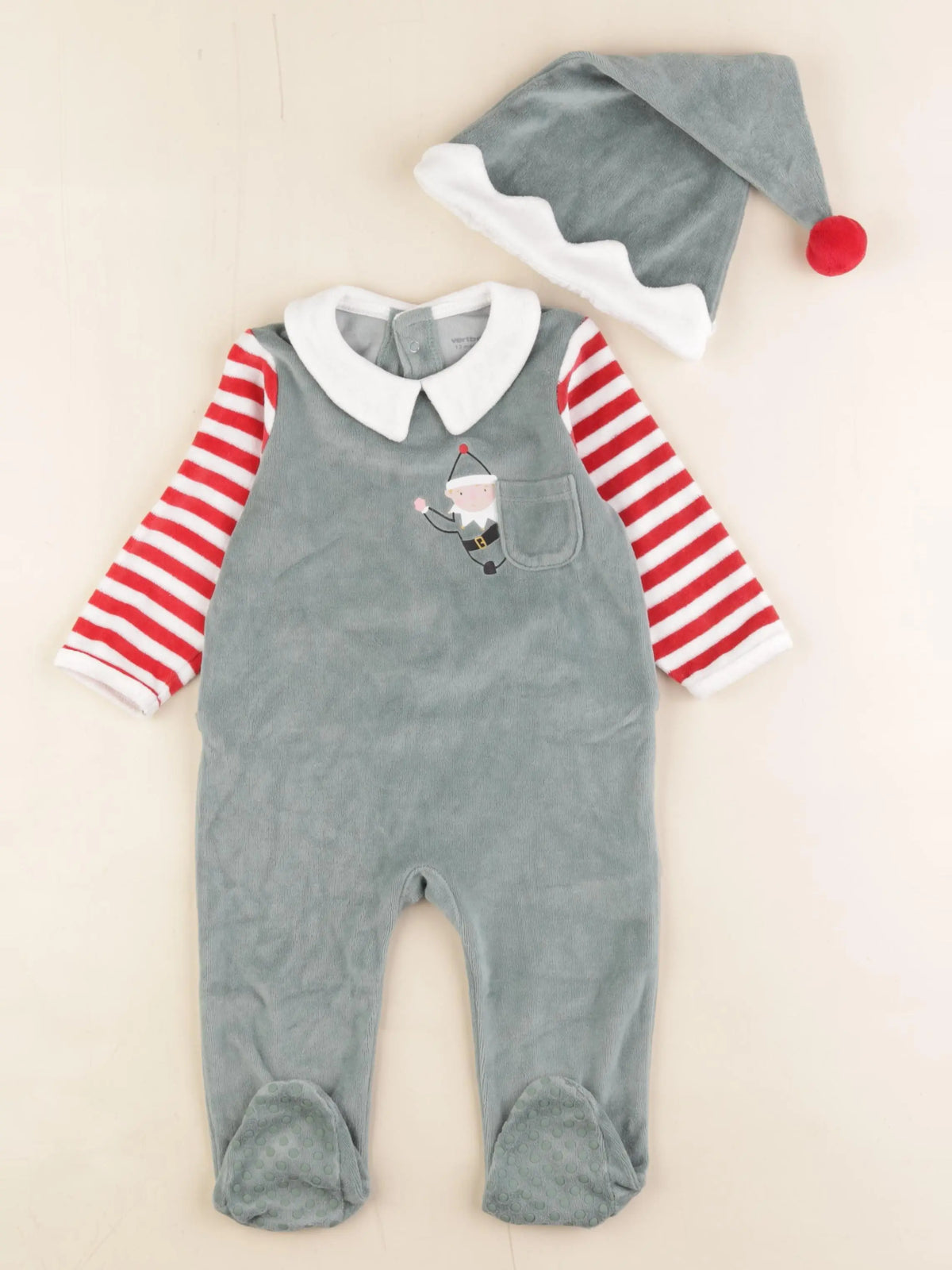 Vertbaudet - pyjama velours multicolore - 12 mois