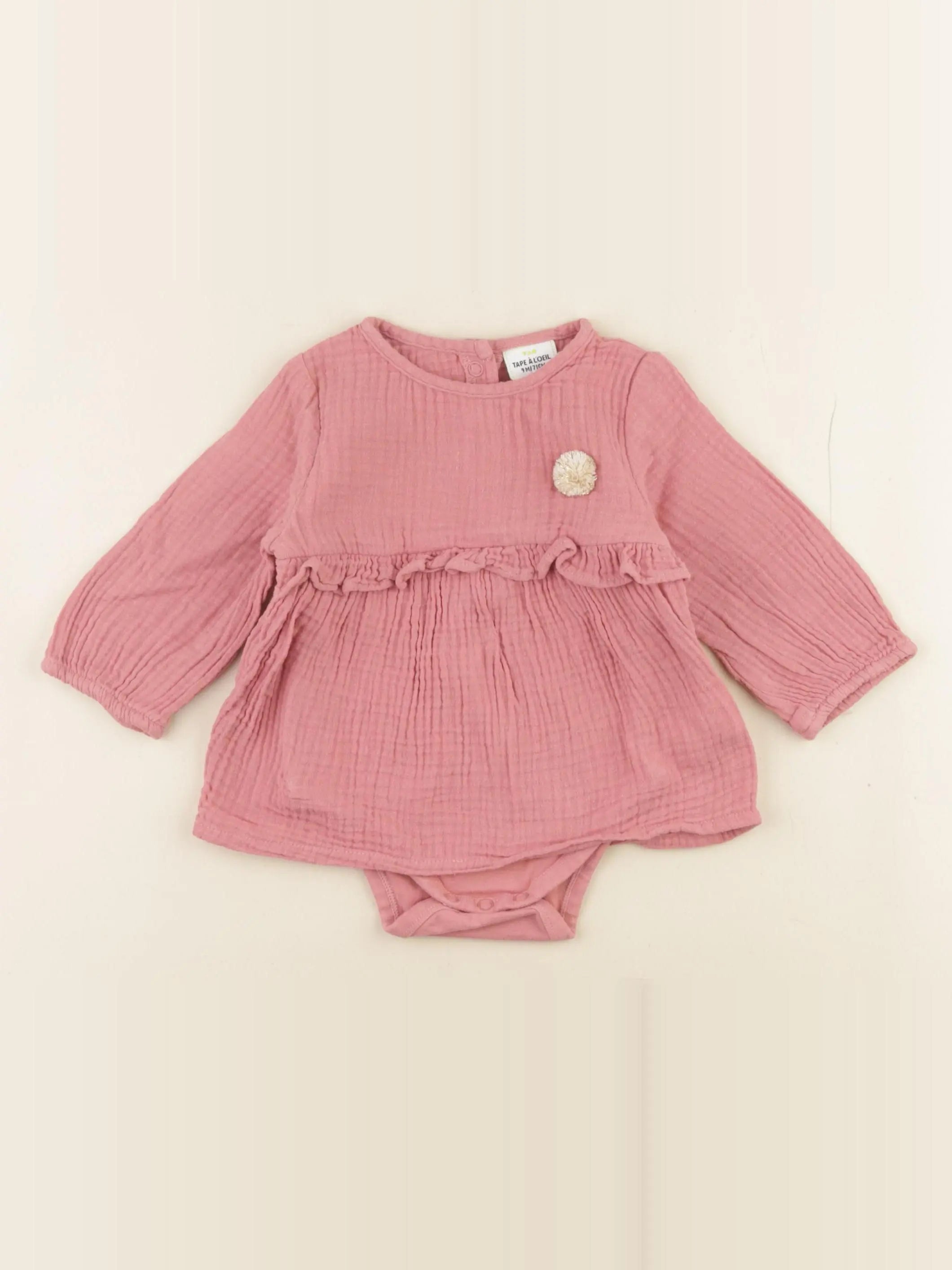Tape à l'oeil - body robe rose - 9 mois