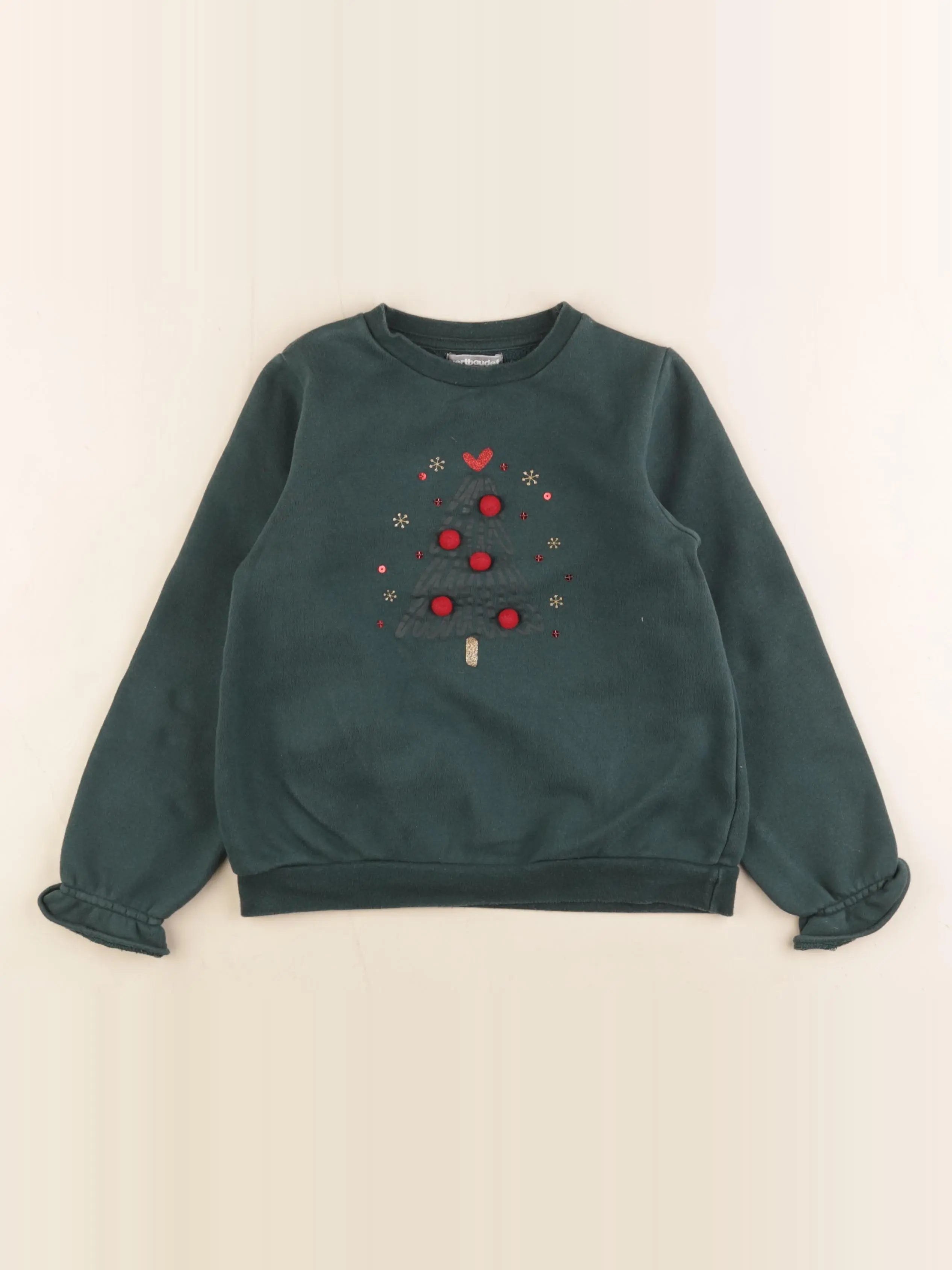 Vertbaudet - sweat vert - 8 ans