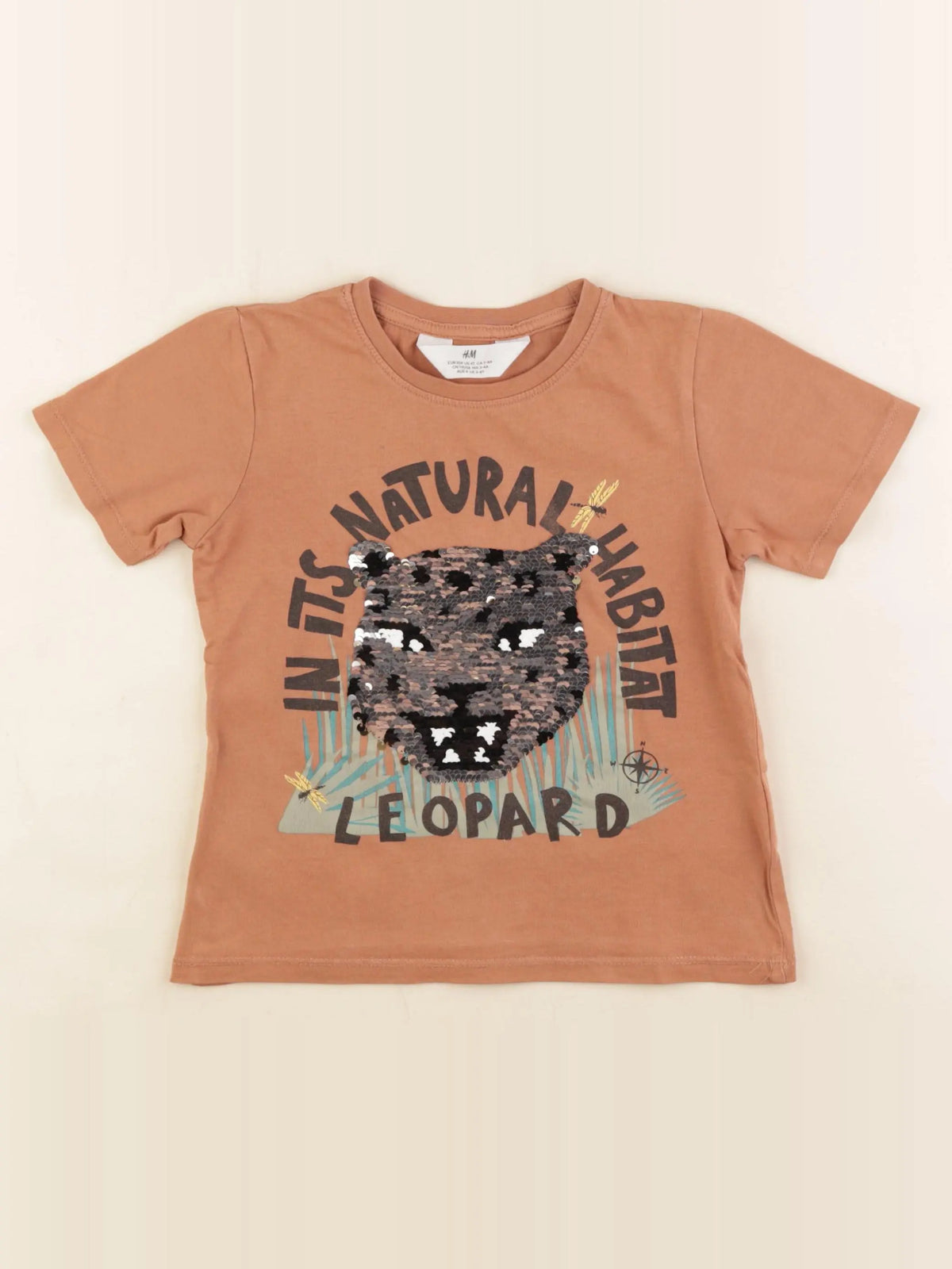 H&M - tee-shirt marron - 3/4 ans