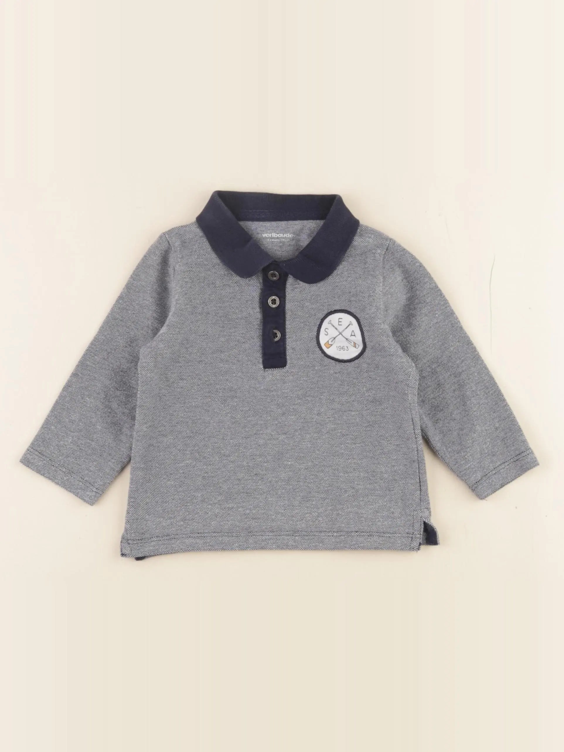 Vertbaudet - polo bleu - 12 mois