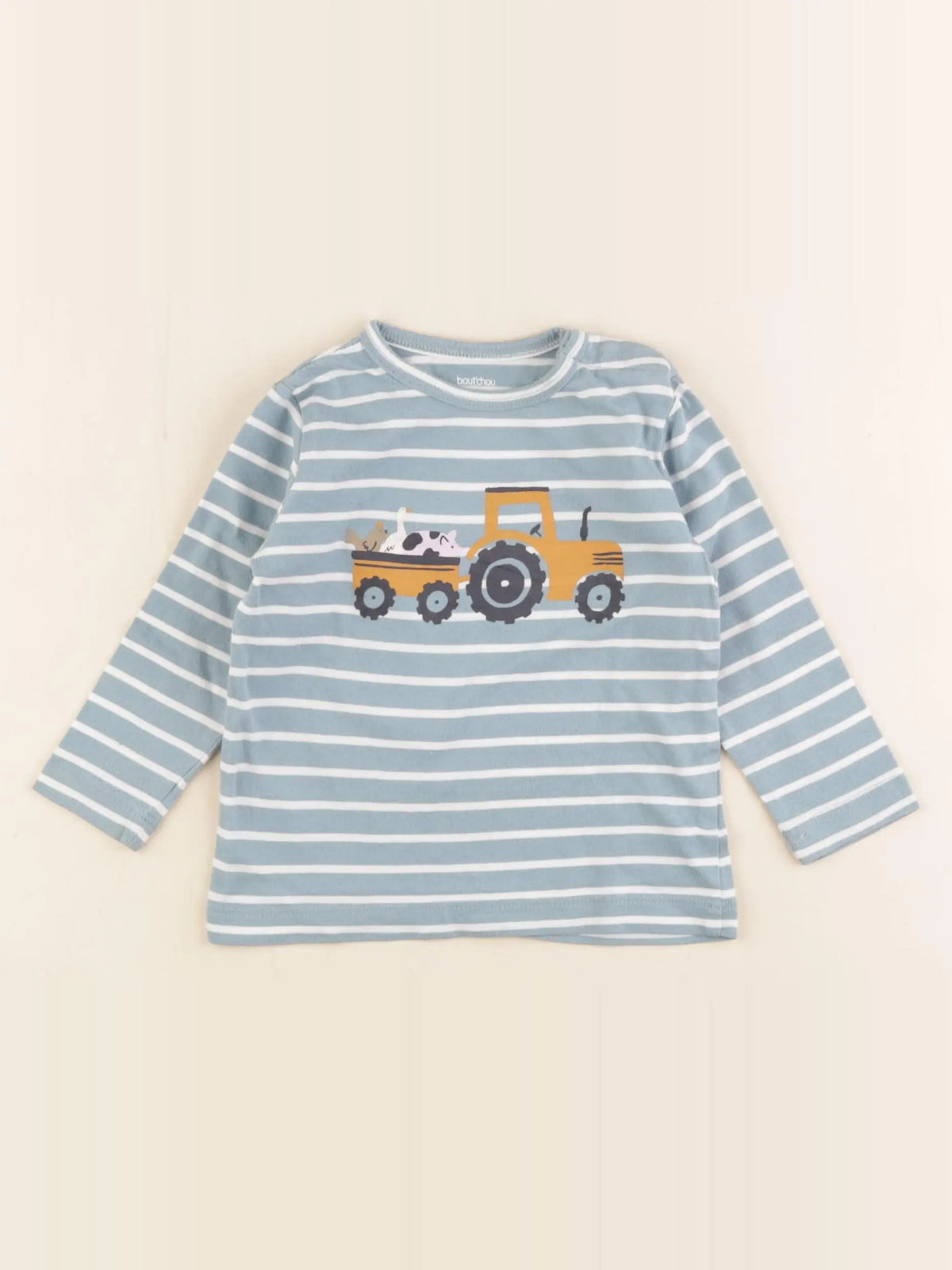Boutchou - tee-shirt bleu, blanc - 9 mois
