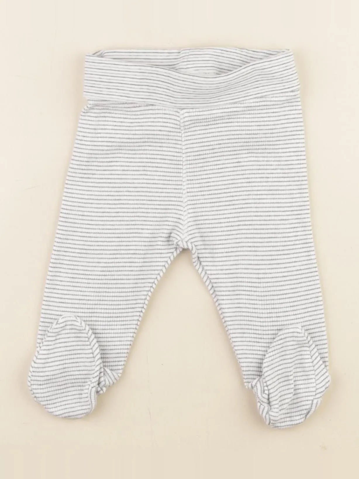 H&M - legging blanc, gris - 2/4 mois