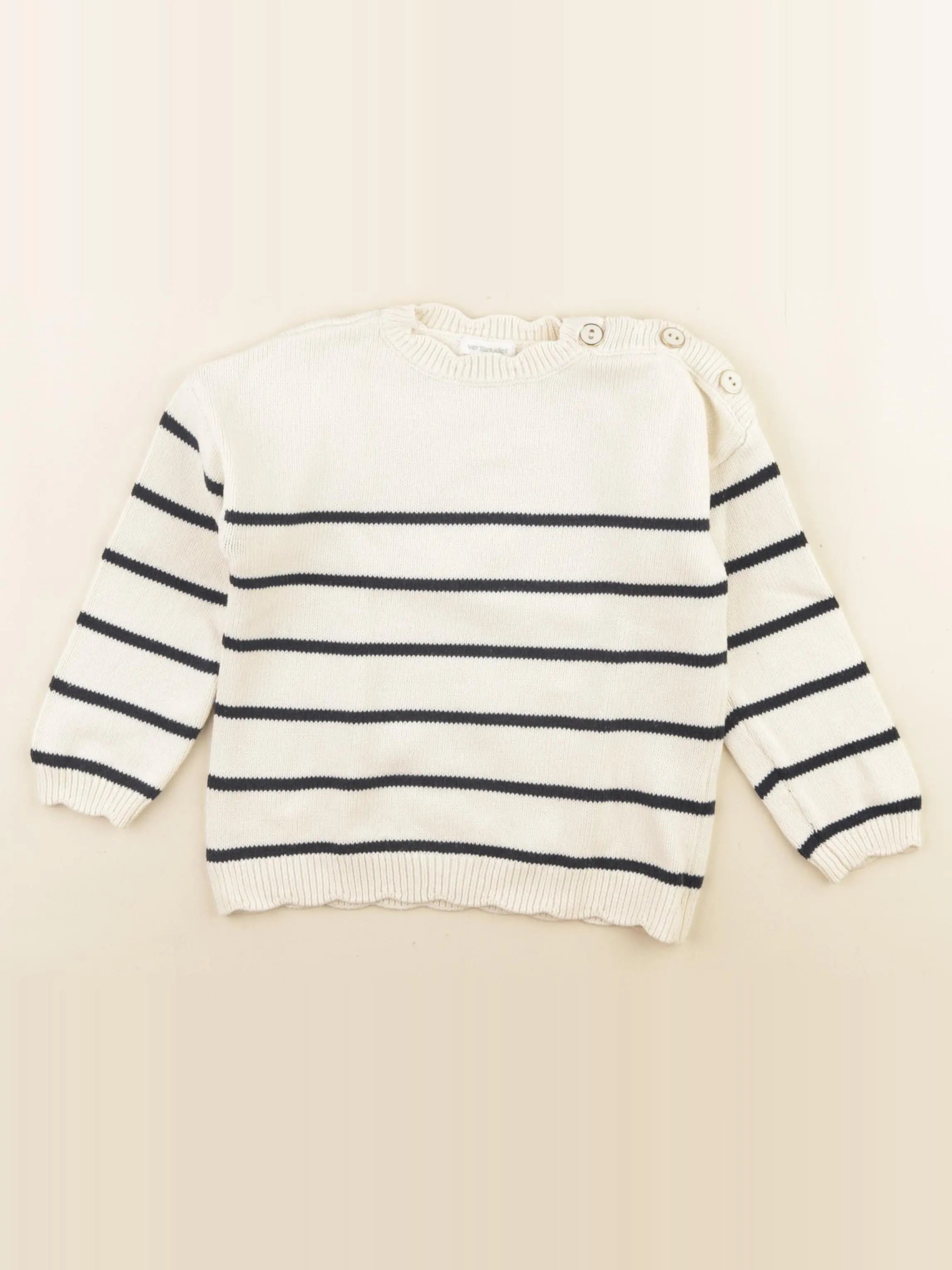 Vertbaudet - pull blanc, bleu - 4 ans