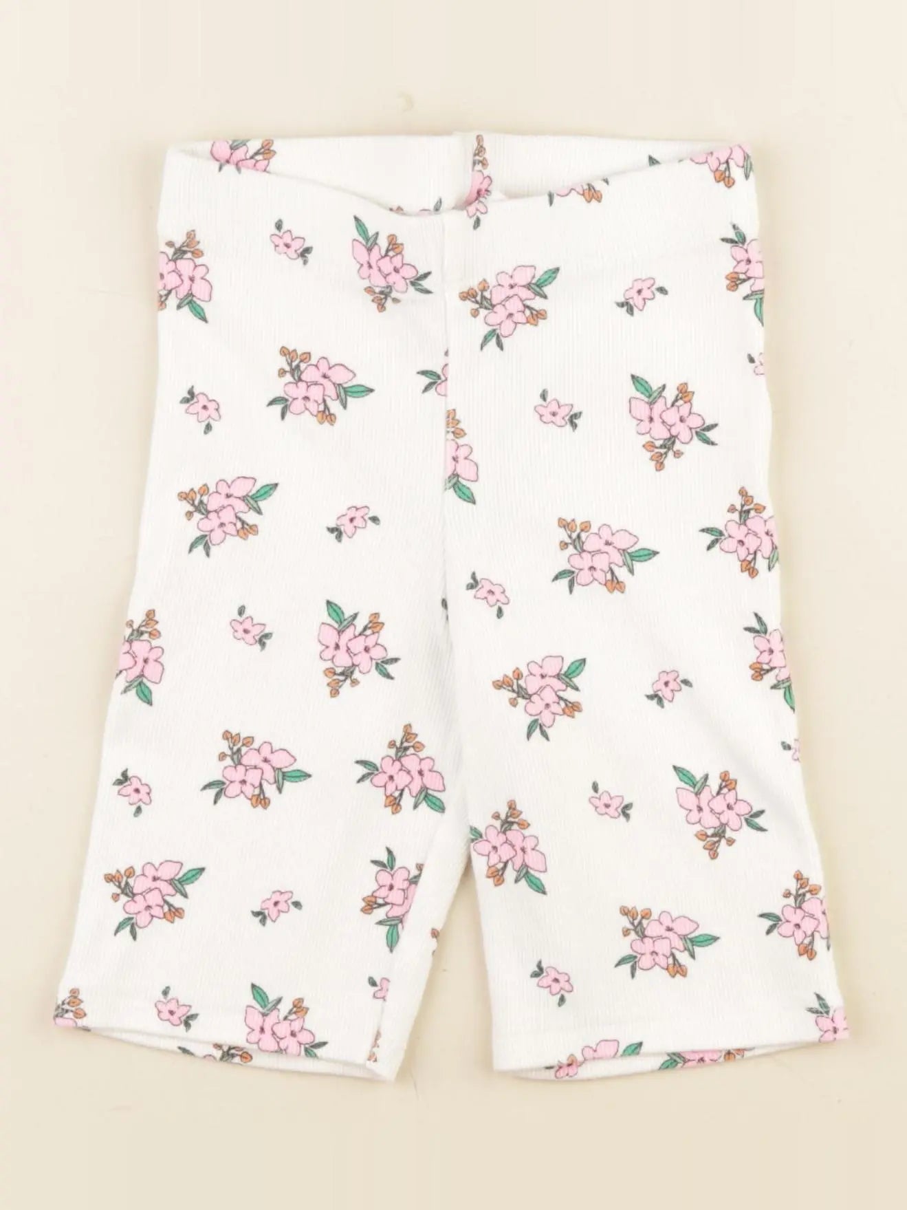 Zara - legging court blanc, rose - 6 ans