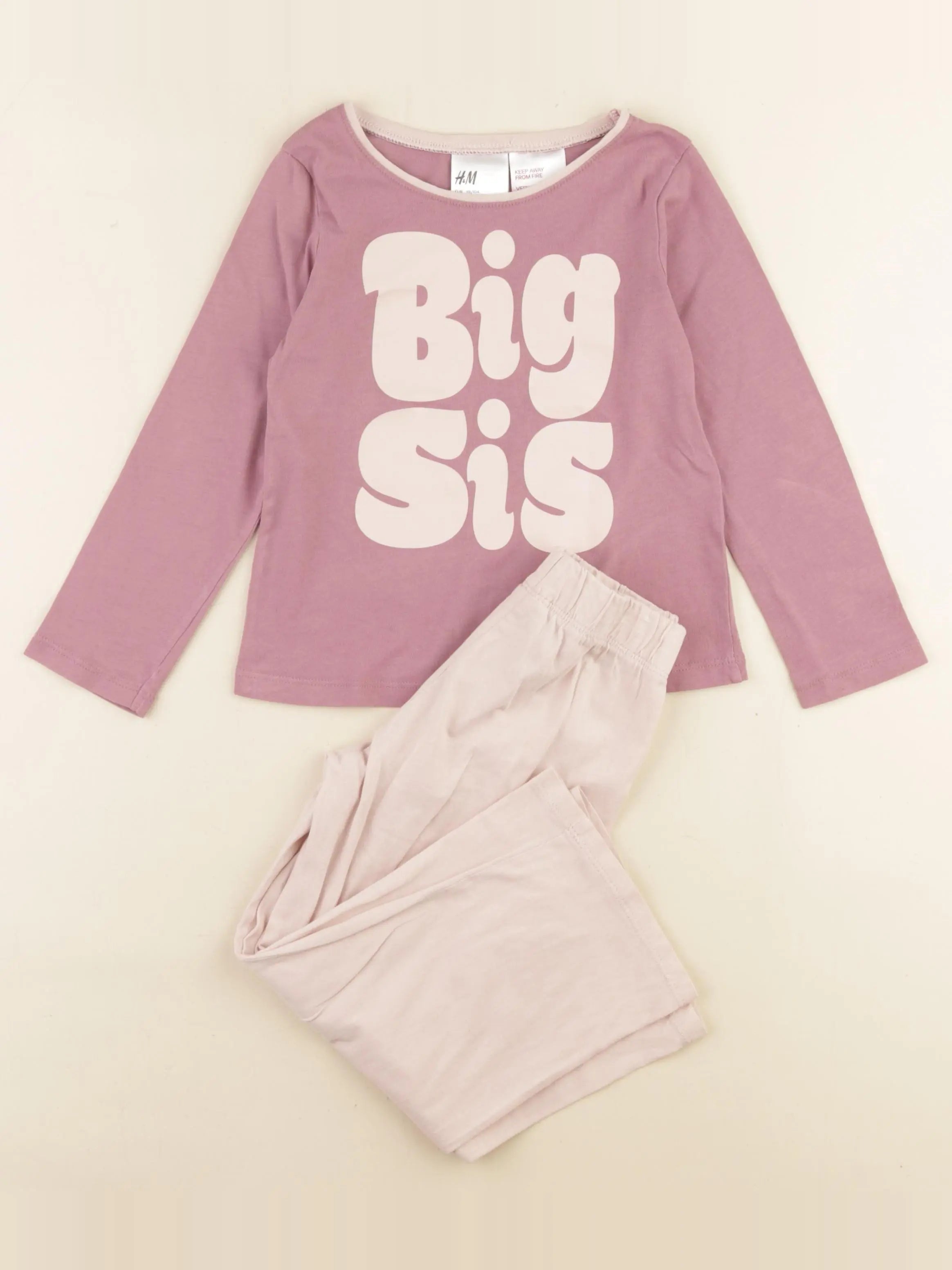 H&M - pyjama coton rose, violet - 3/4 ans