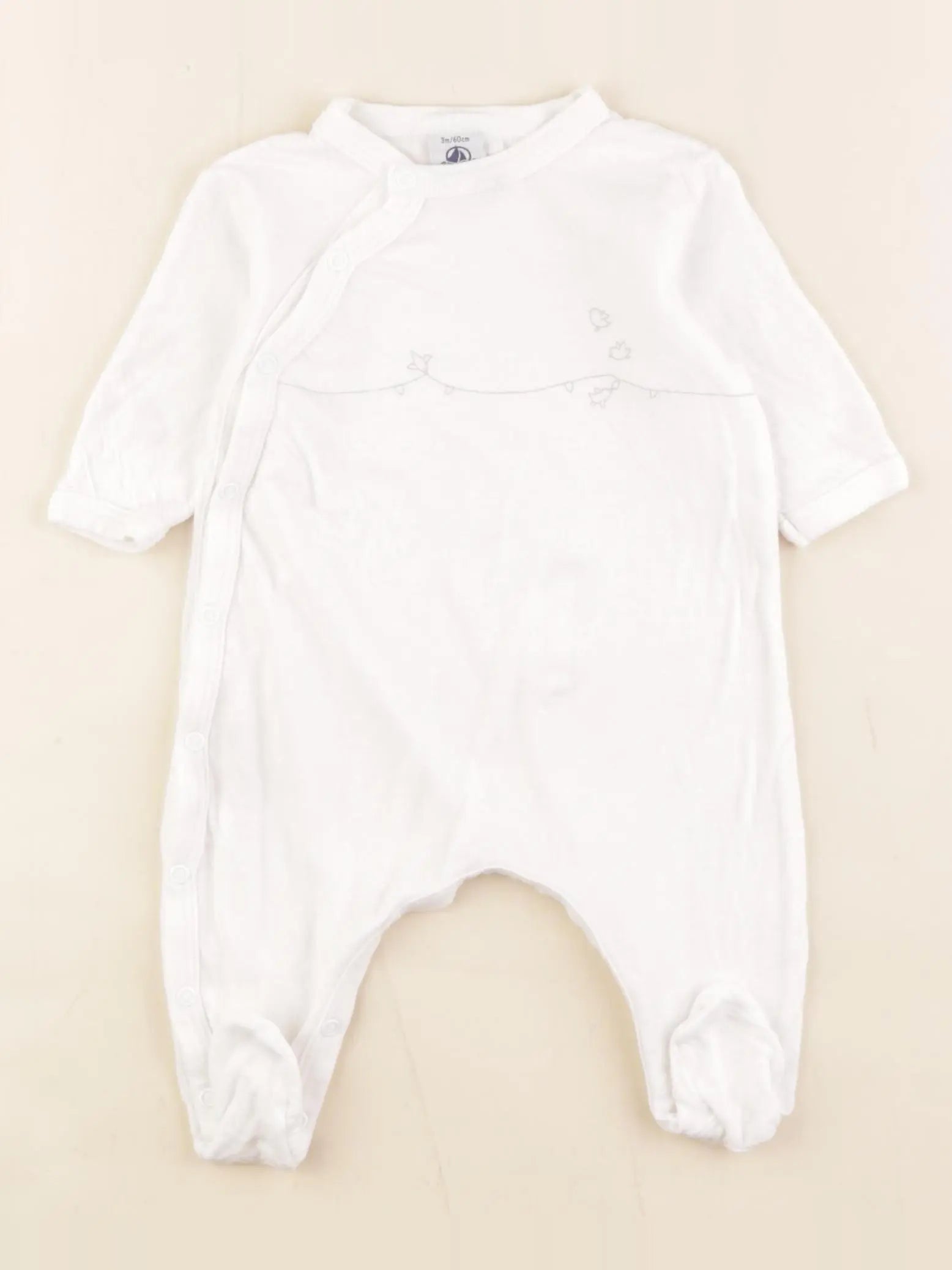 Petit Bateau - pyjama coton blanc - 3 mois