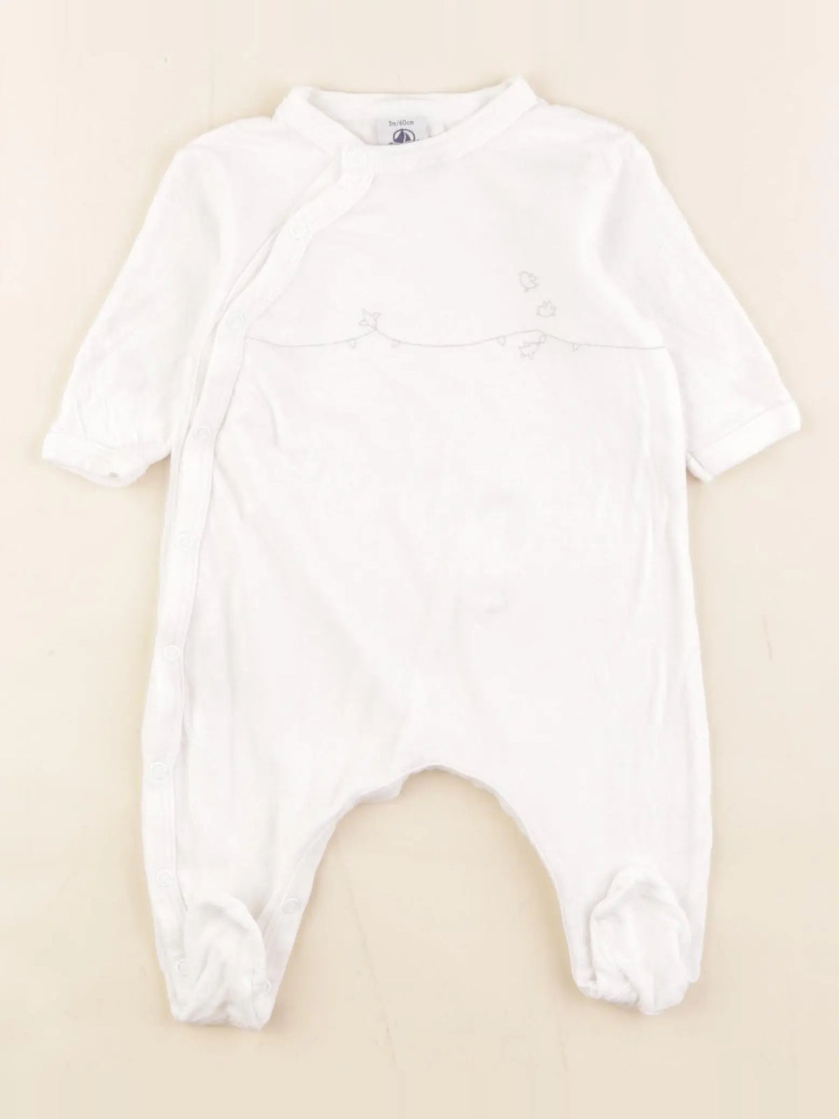 Petit Bateau - pyjama coton blanc - 3 mois
