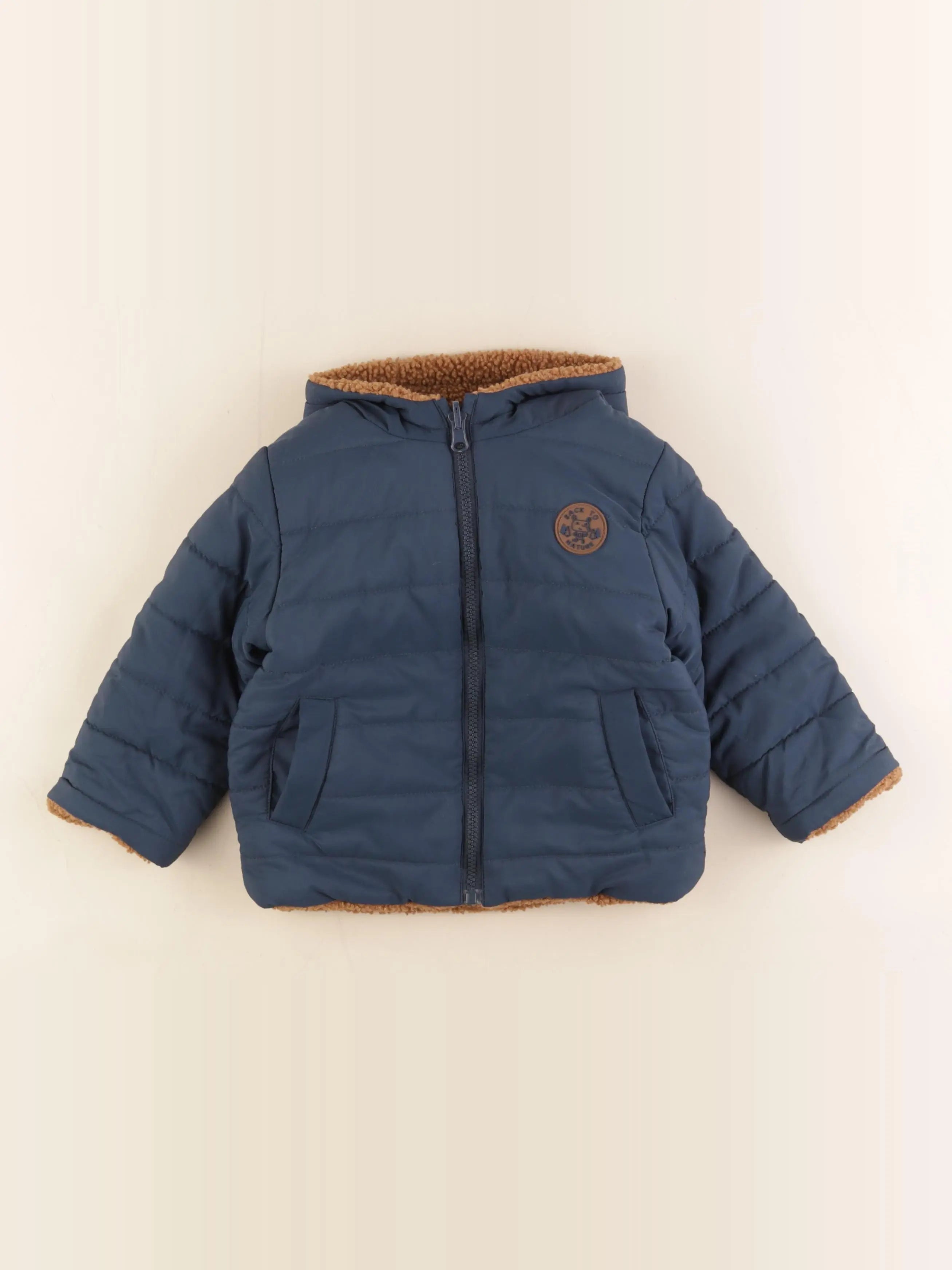 Vertbaudet - doudoune réversible bleu - 2 ans